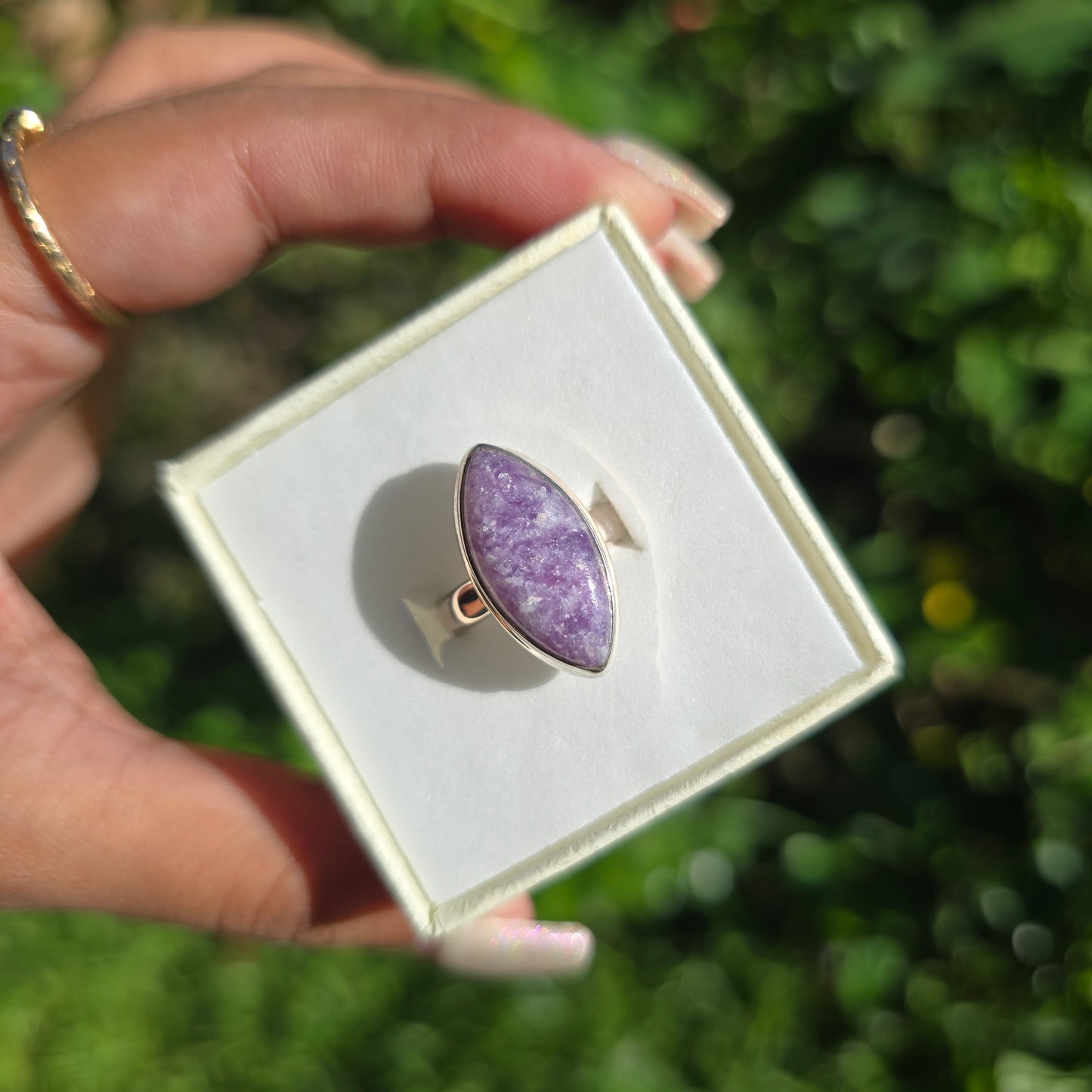 Lepidolite Gemstone Ring - Size 7