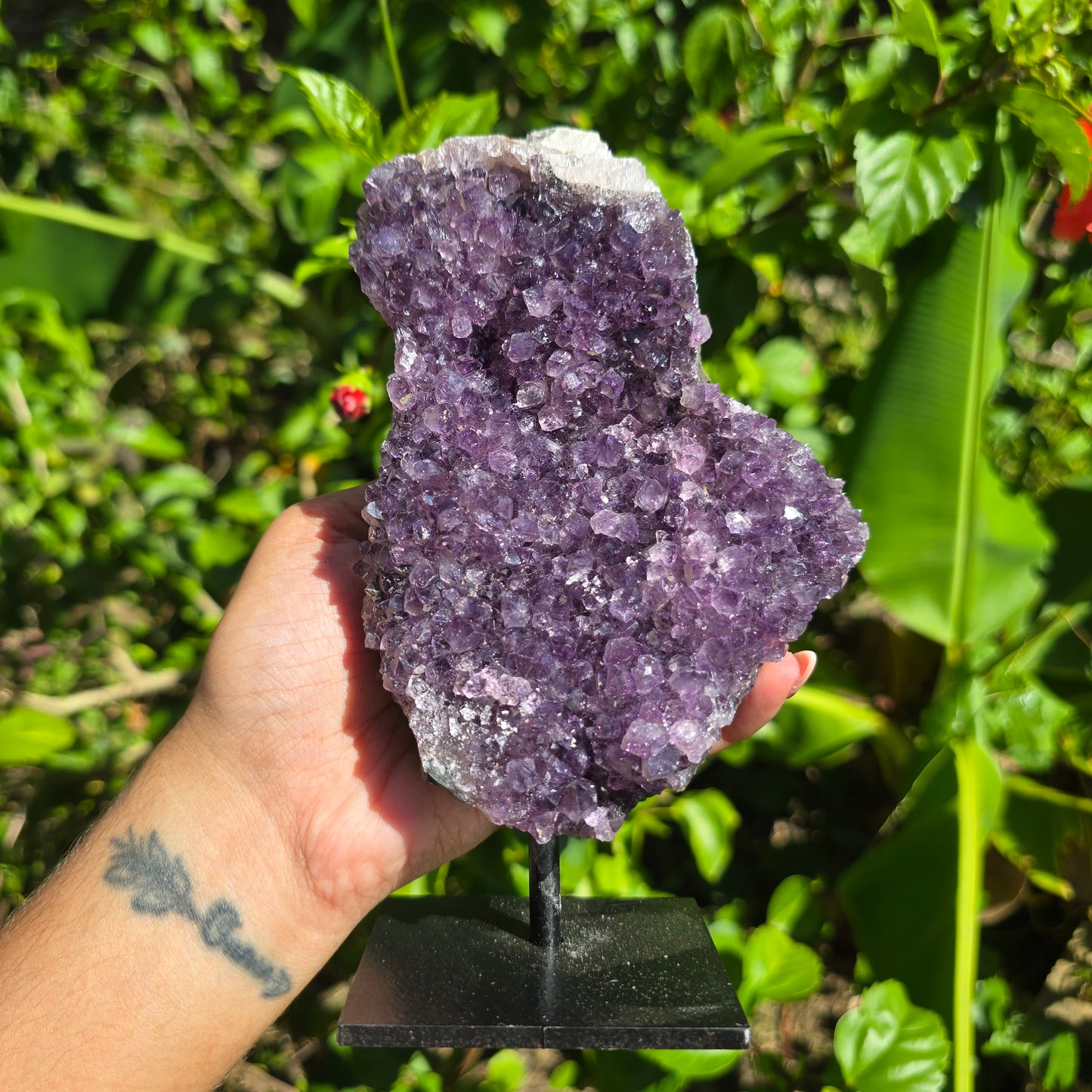 Amethyst Cluster on Metal Stand - 868g