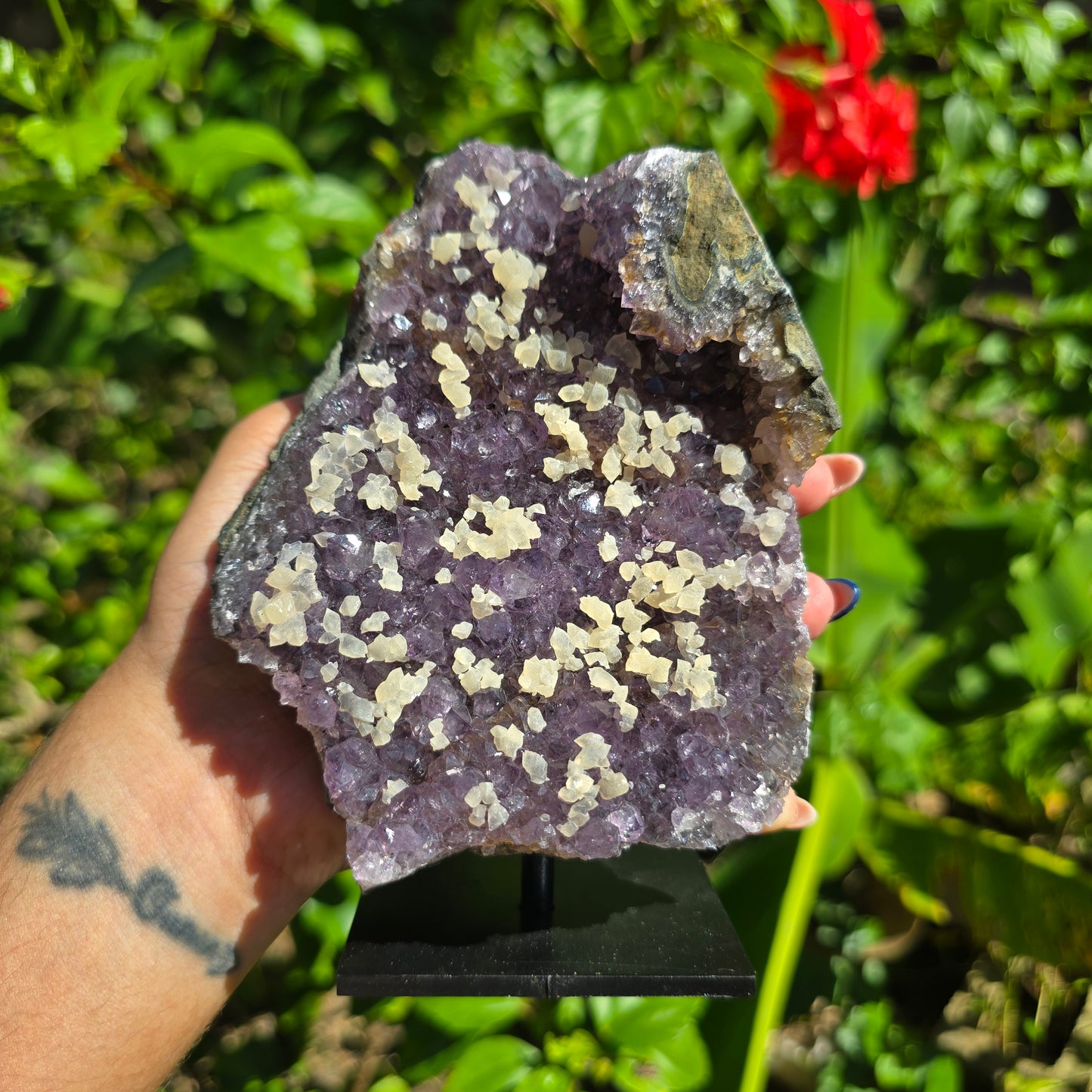 Amethyst Cluster on Metal Stand - 861g