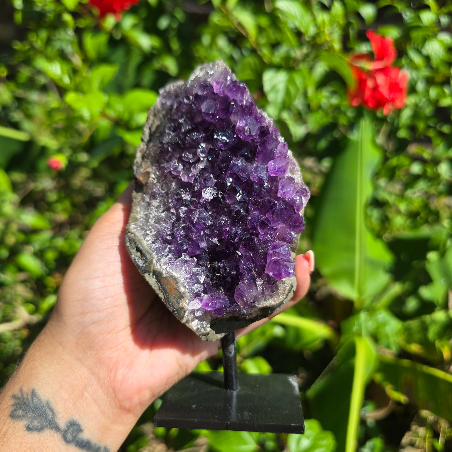Amethyst Cluster on Metal Stand - 750g