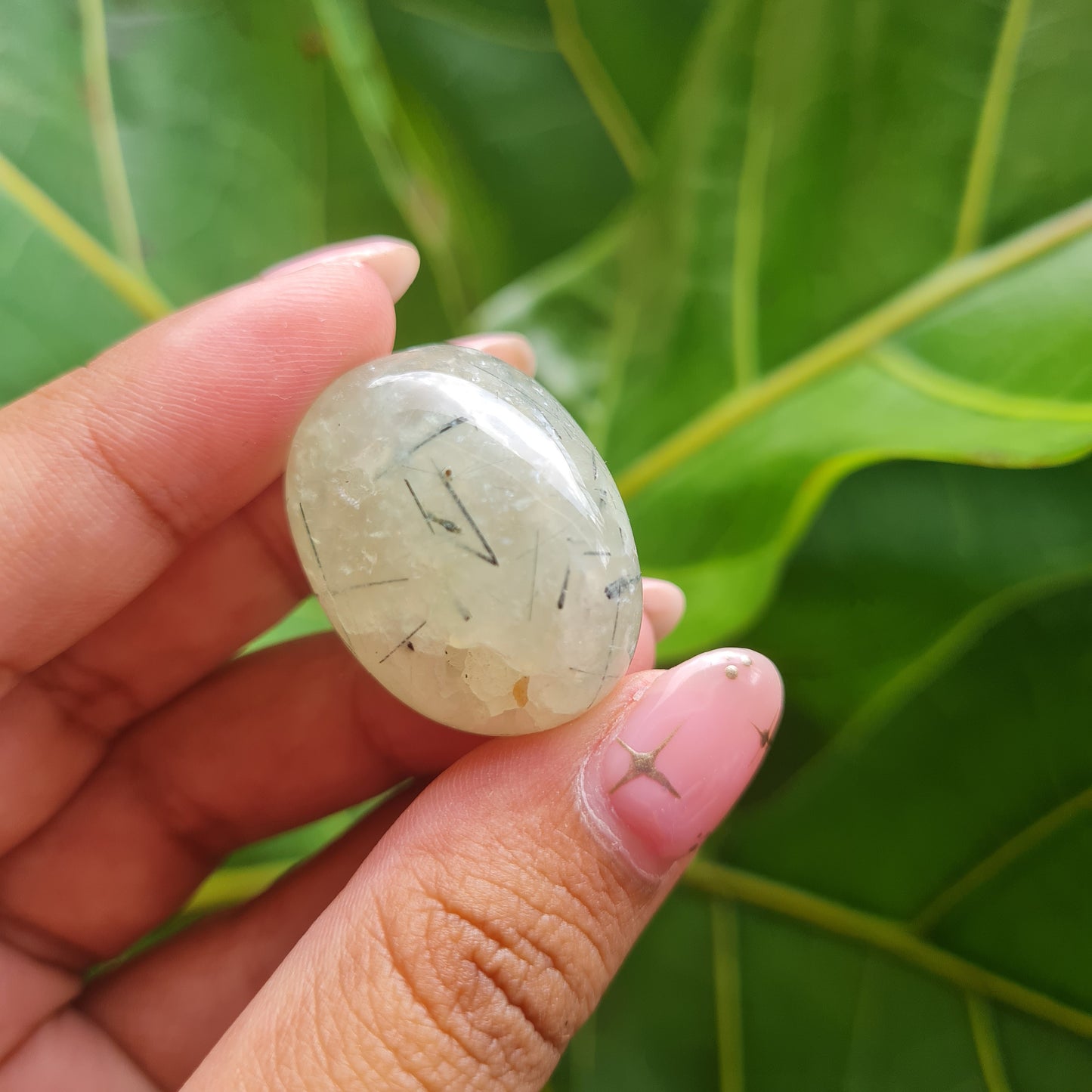 Prehnite with Epidote Tumbled Stone