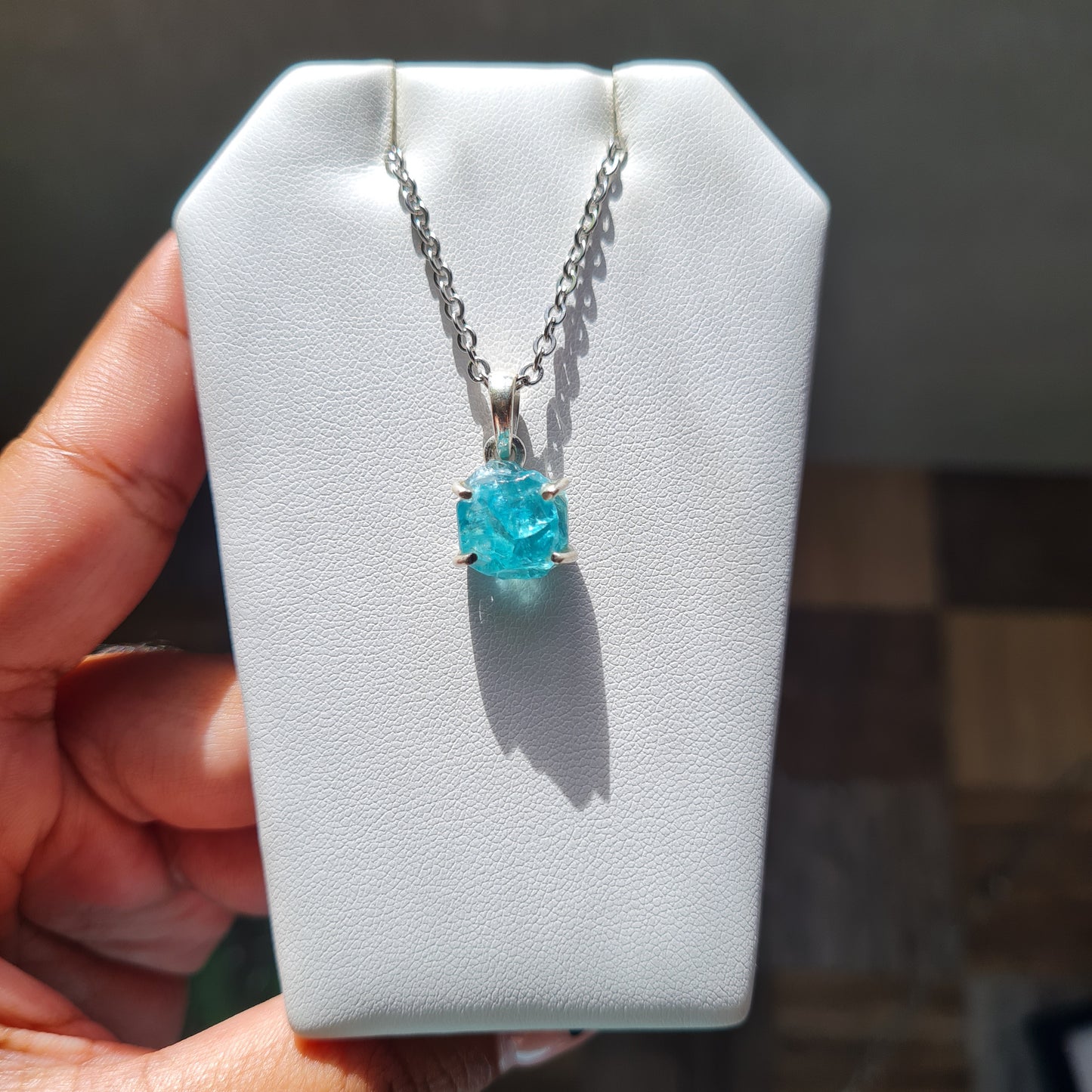 Raw Blue Apatite Necklace