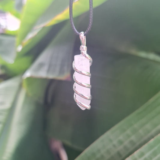 Wire Wrapped Clear Quartz Necklace