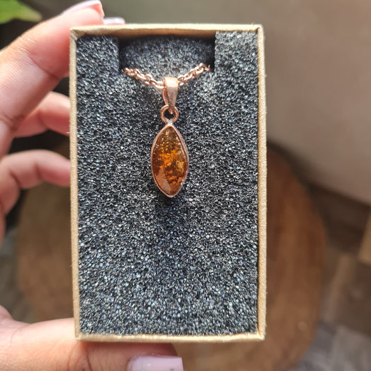 Copper Rose Cut Orange Kyanite Necklace