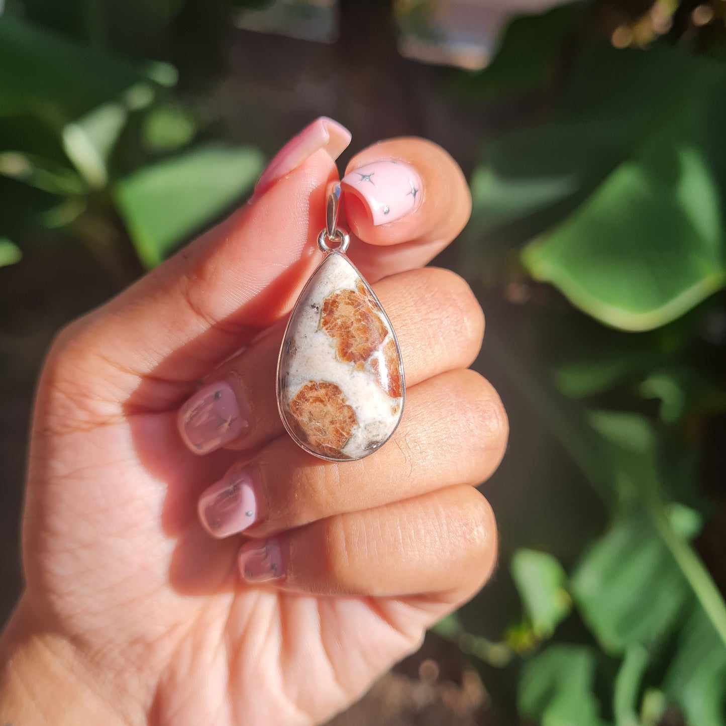 Garnet in Wollastonite Pendant