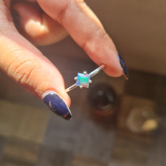 Black Ethiopian Opal Ring - Size 10