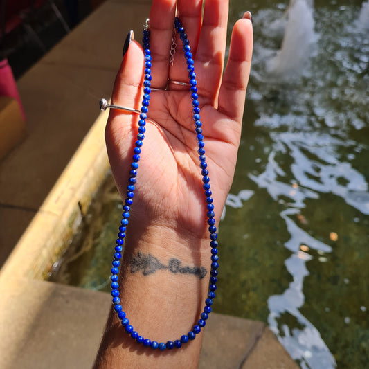 Dainty 4mm Lapis Lazuli Choker Necklace