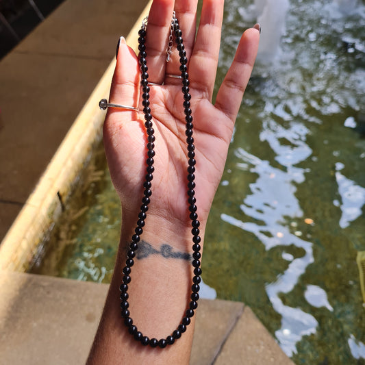 Dainty 4mm Black Obsidian Choker Necklace