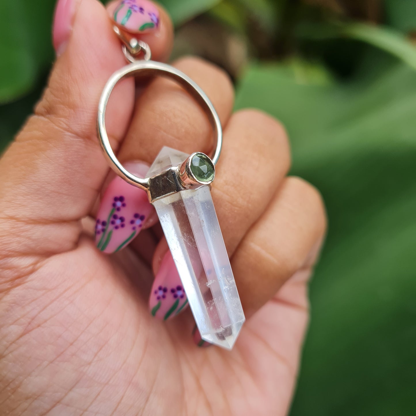 Moldavite and Clear Quartz Pendant