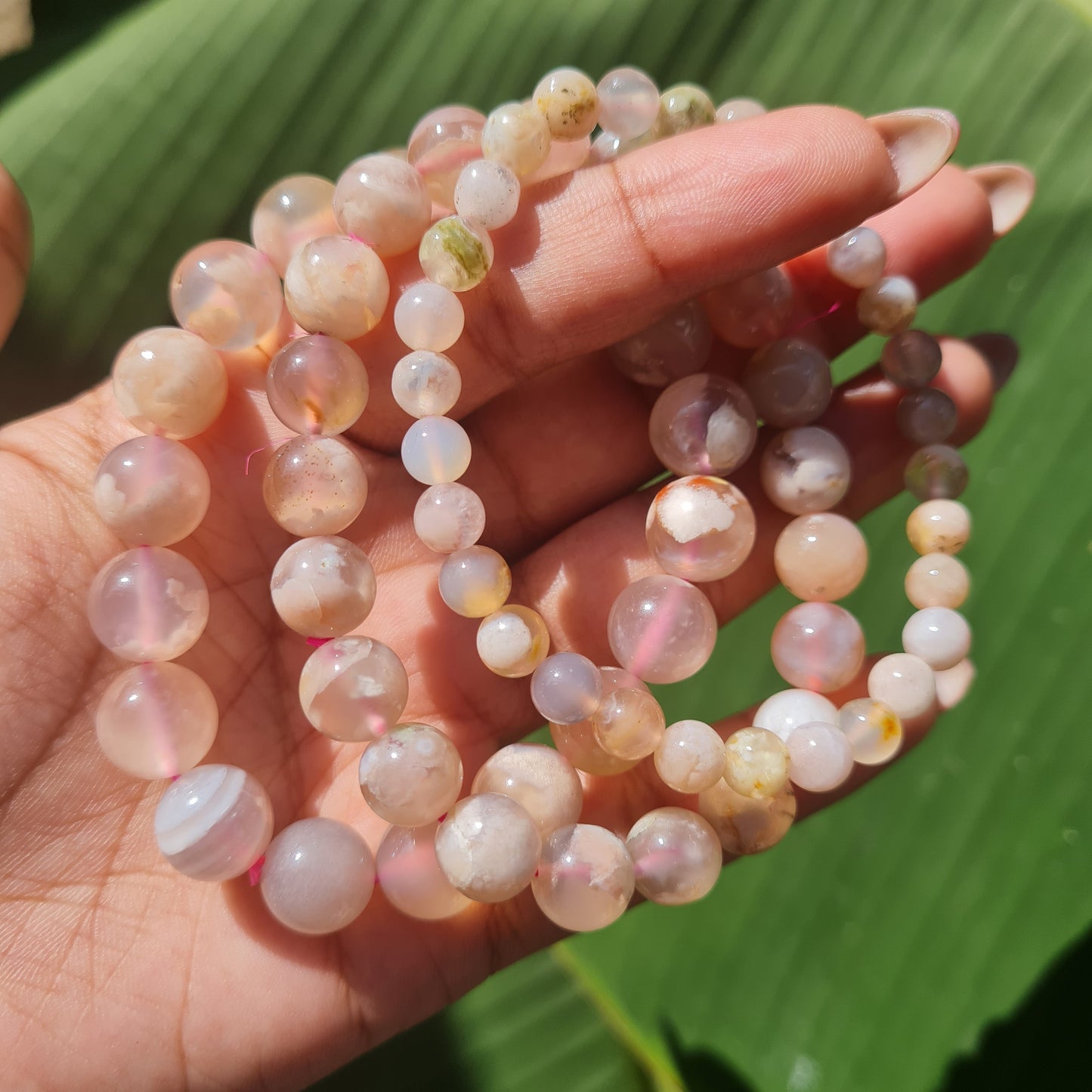 Flower Agate Gemstone Bracelet