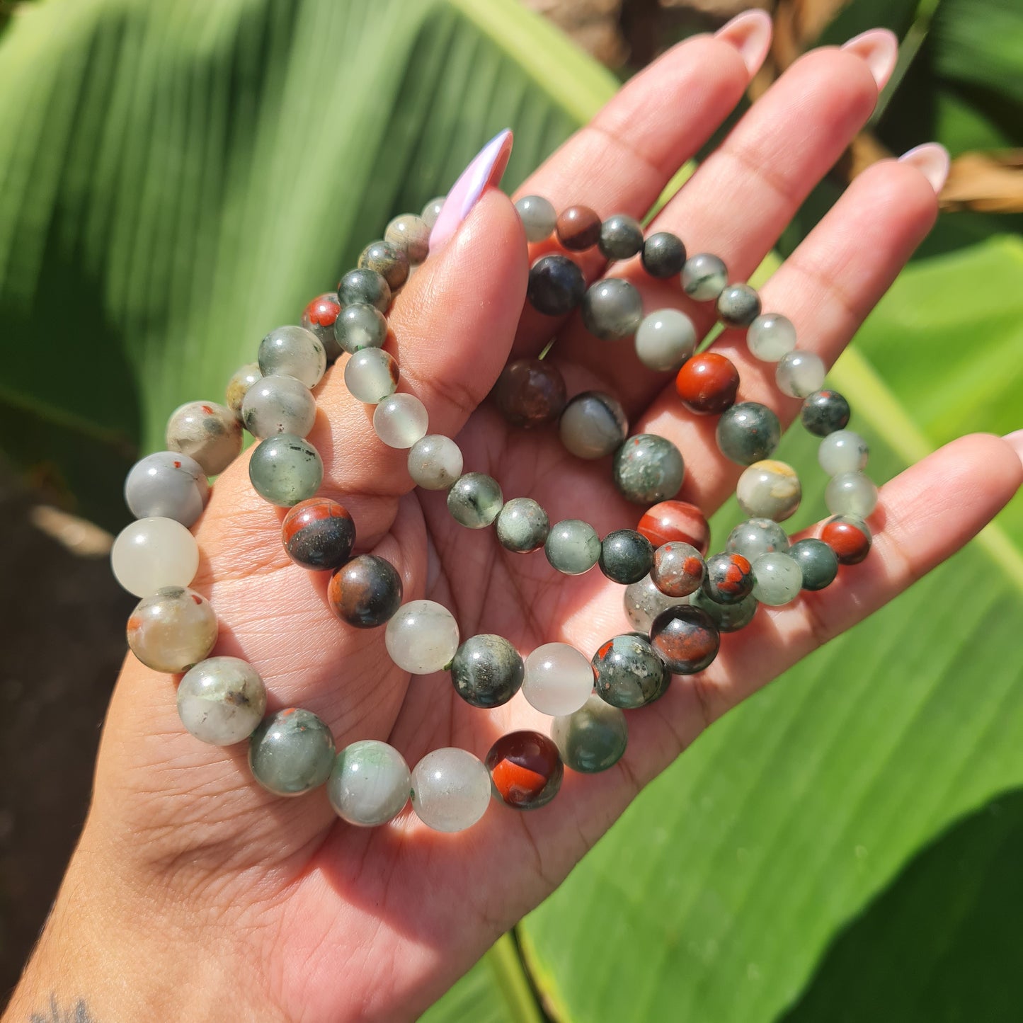 African Bloodstone Gemstone Bracelet