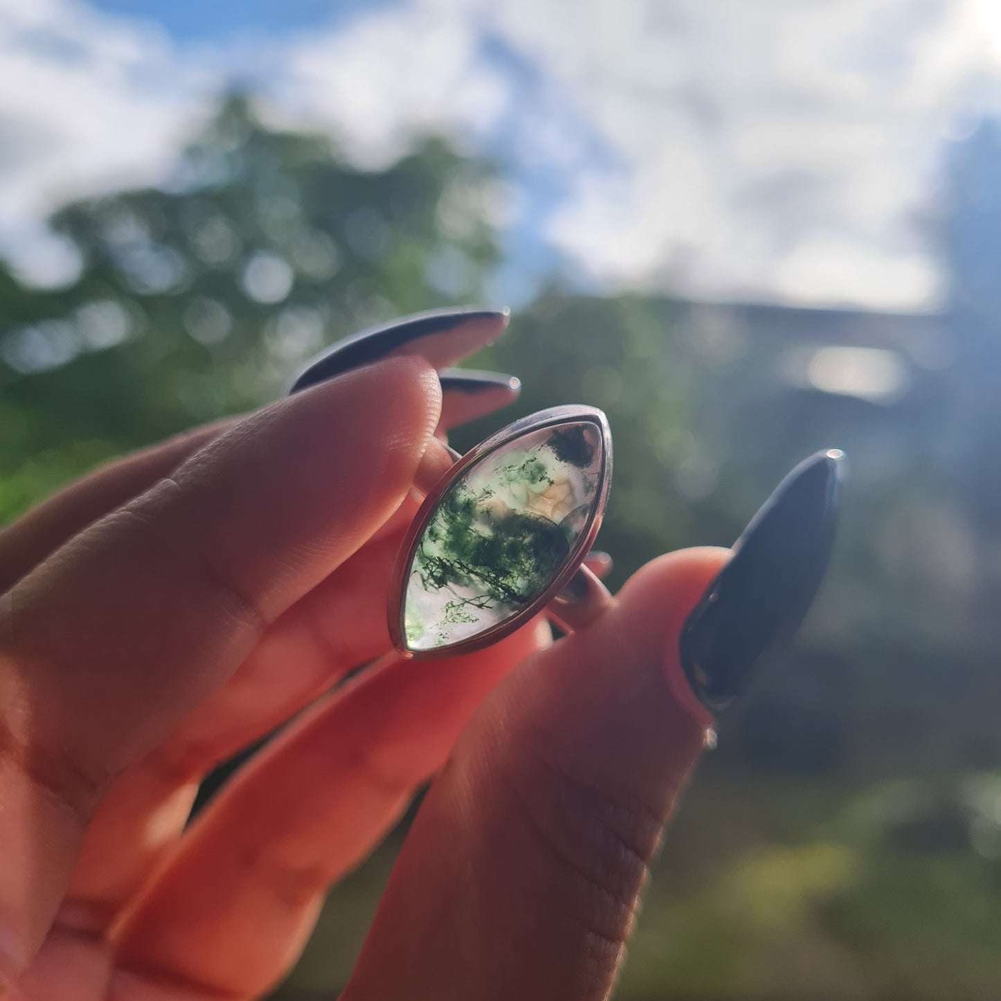 Moss Agate Ring - Size 8