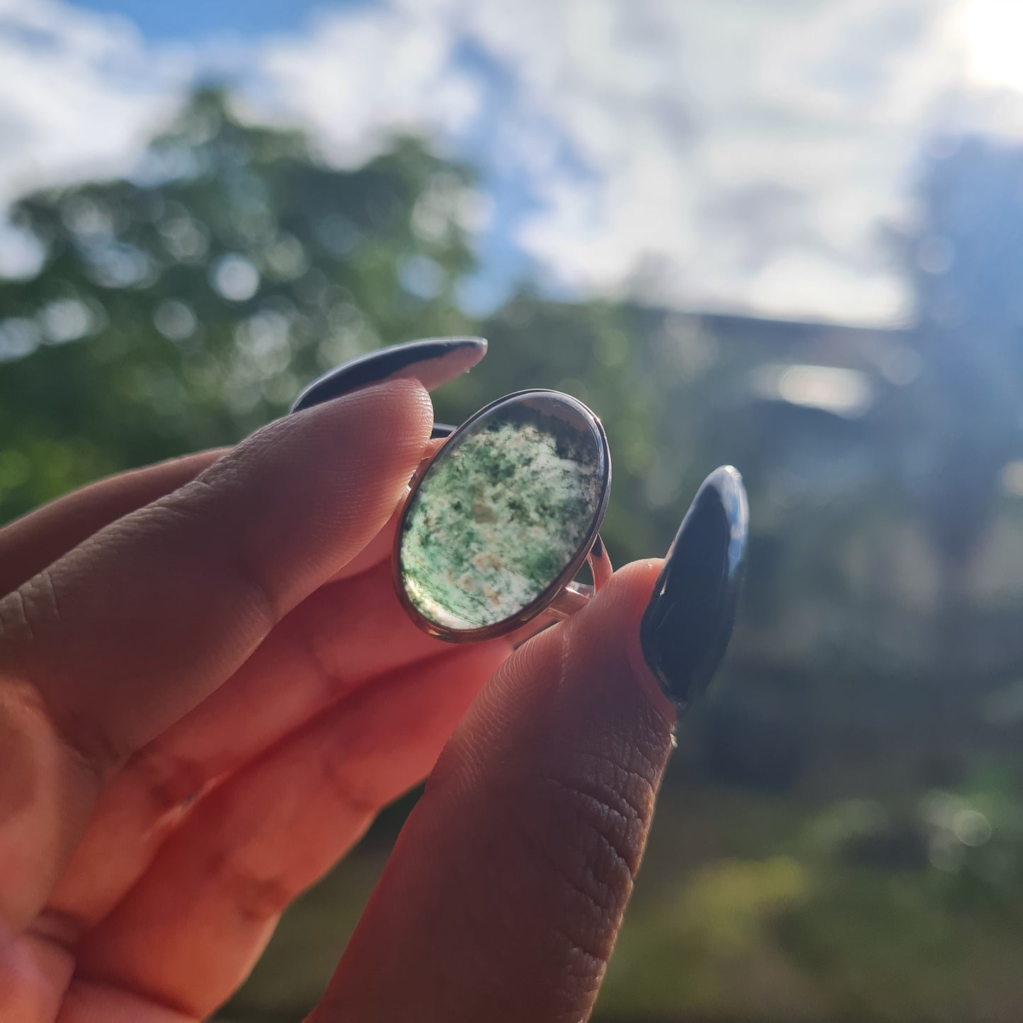 Moss Agate Ring - Size 8