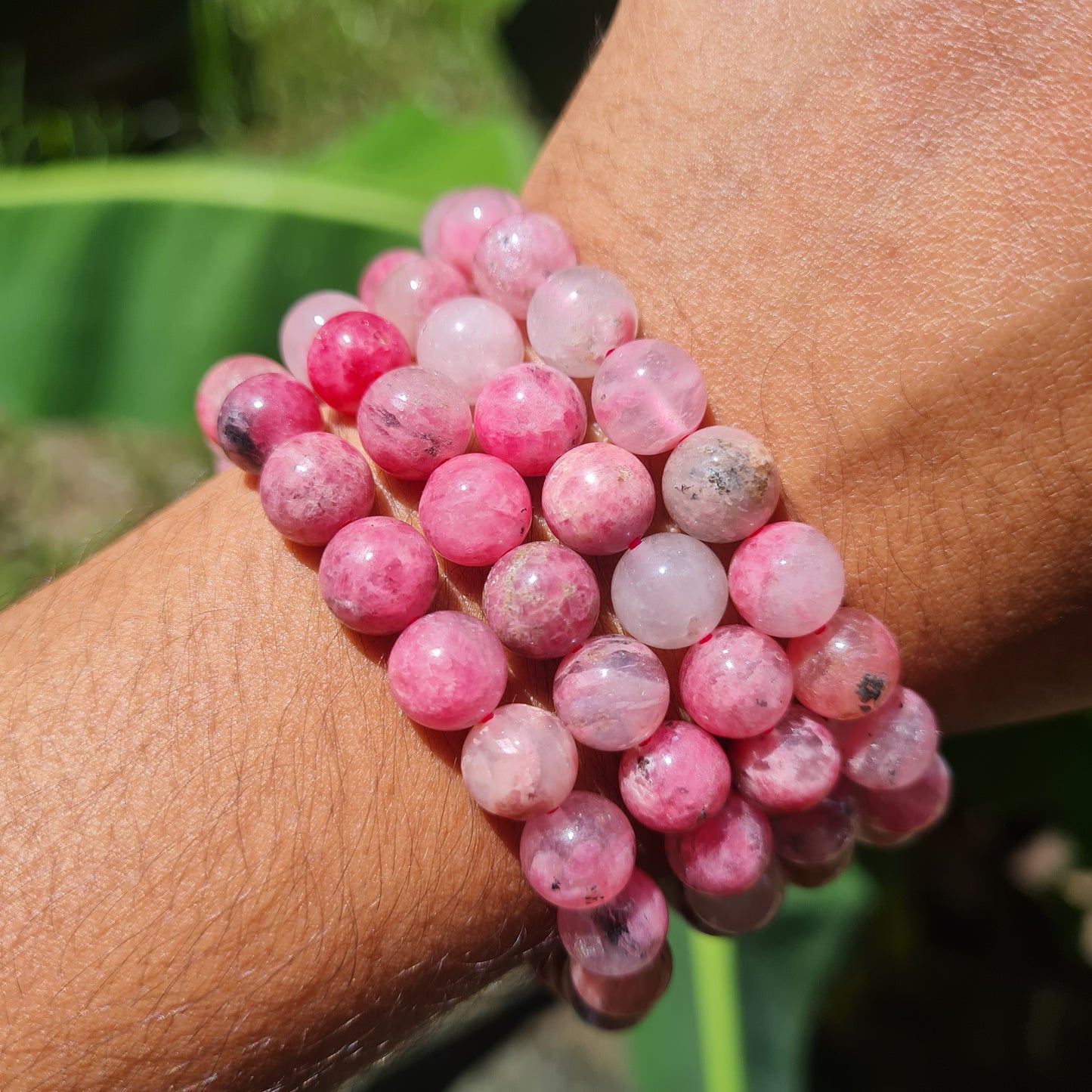 Rhodonite in Quartz Gemstone Bracelet