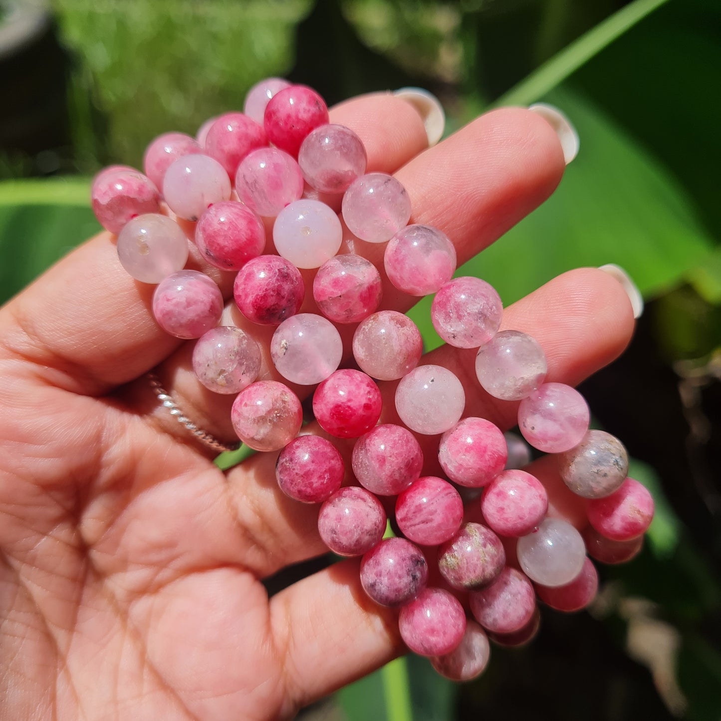 Rhodonite in Quartz Gemstone Bracelet