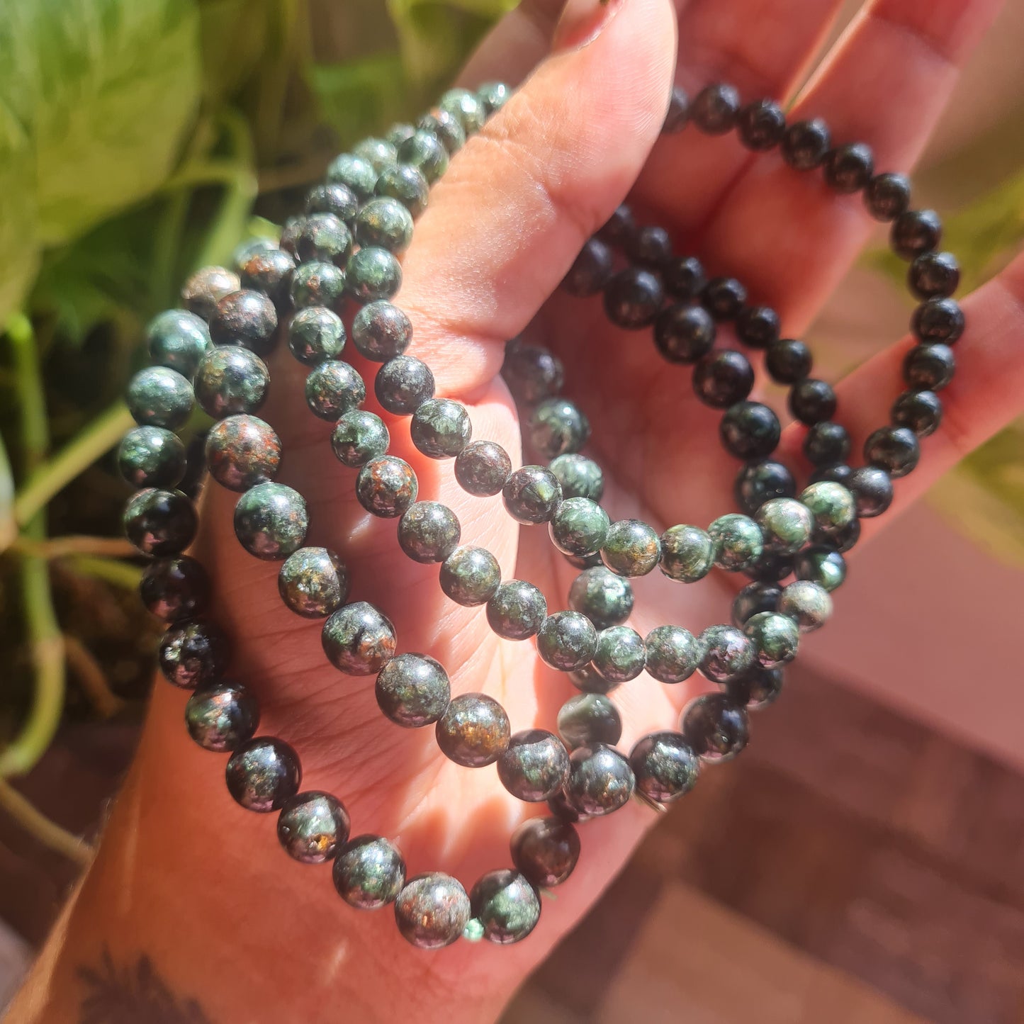Eudialite in Seraphinite Gemstone Bracelet