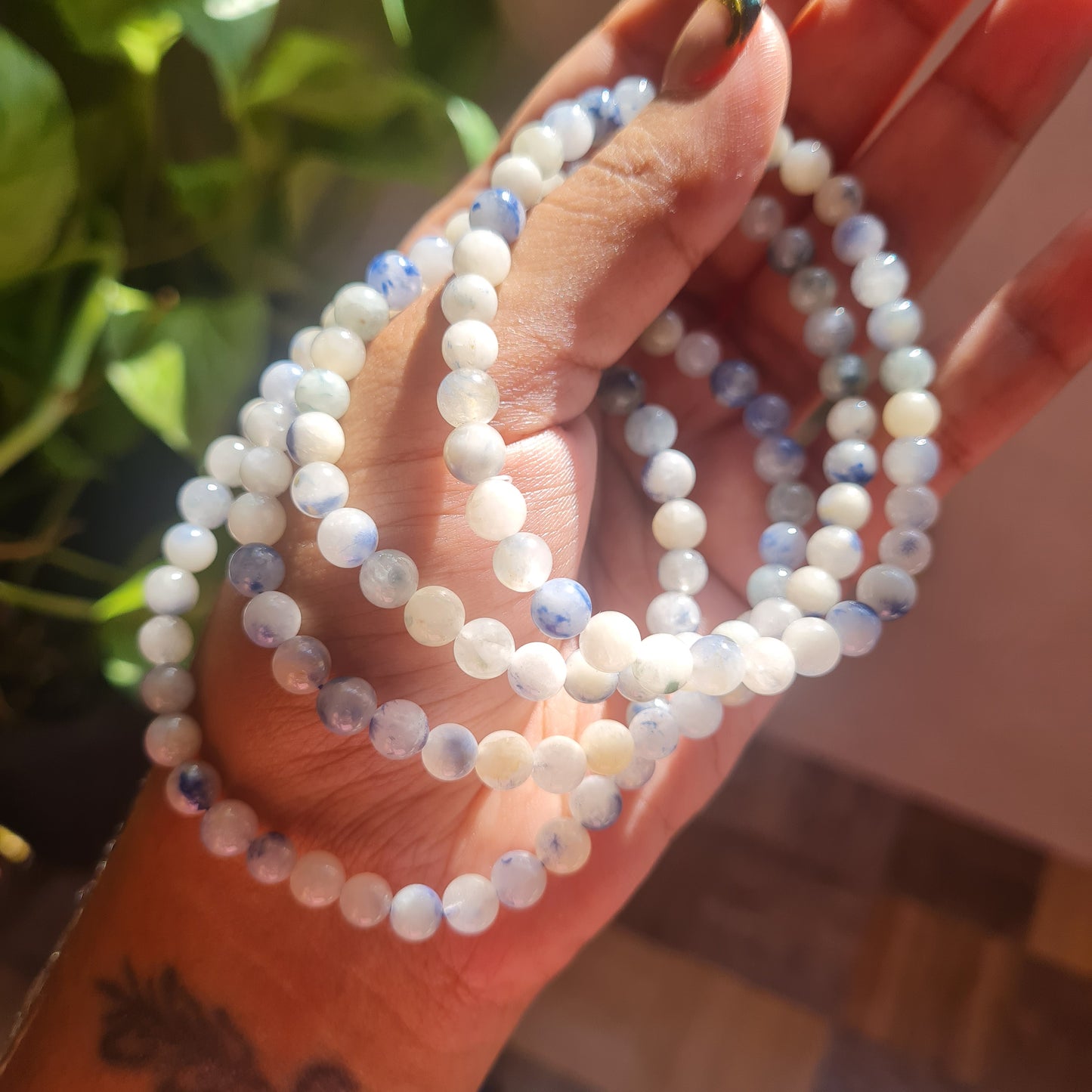 Dumortierite in Quartz Gemstone Bracelet