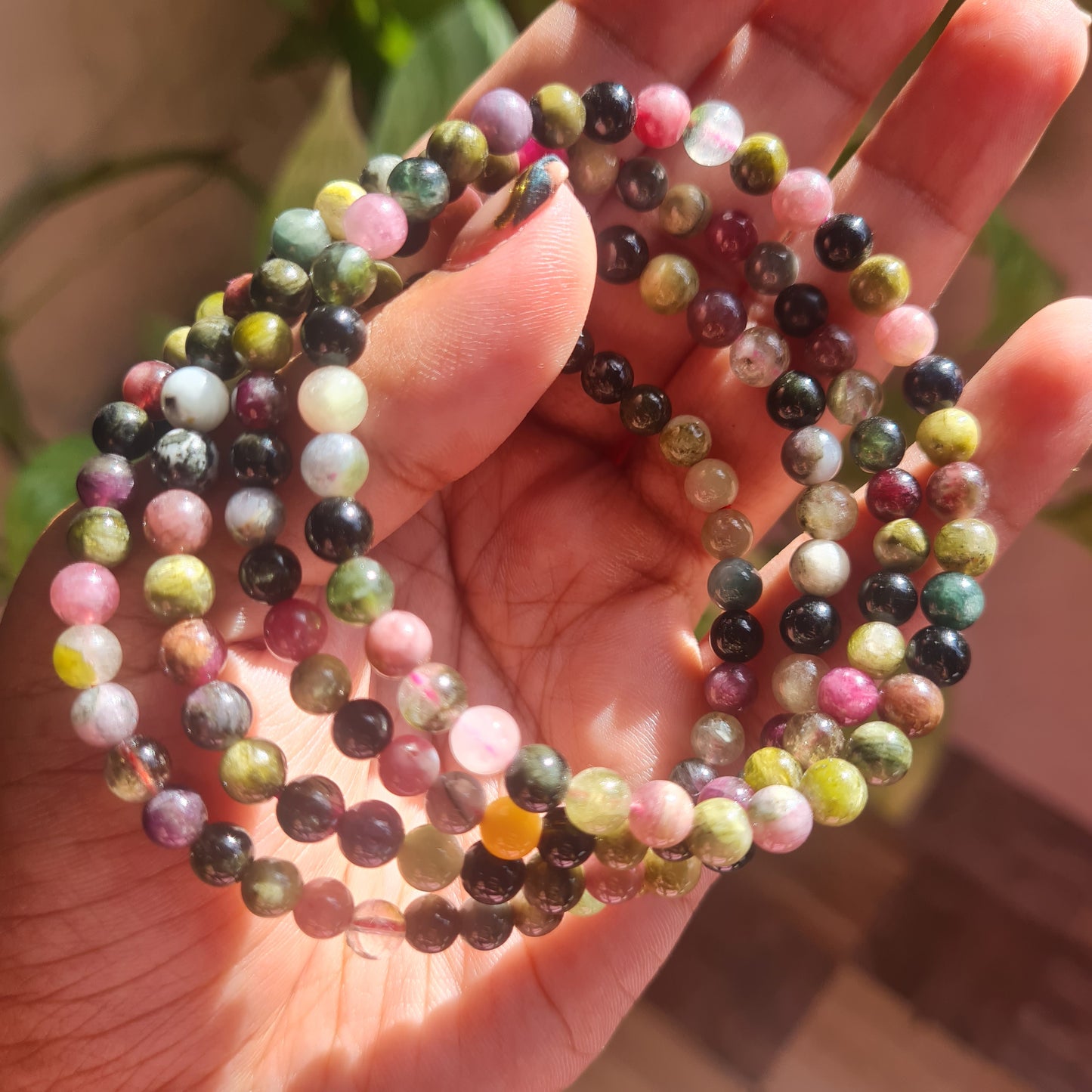 Rainbow Tourmaline  Gemstone Bracelet