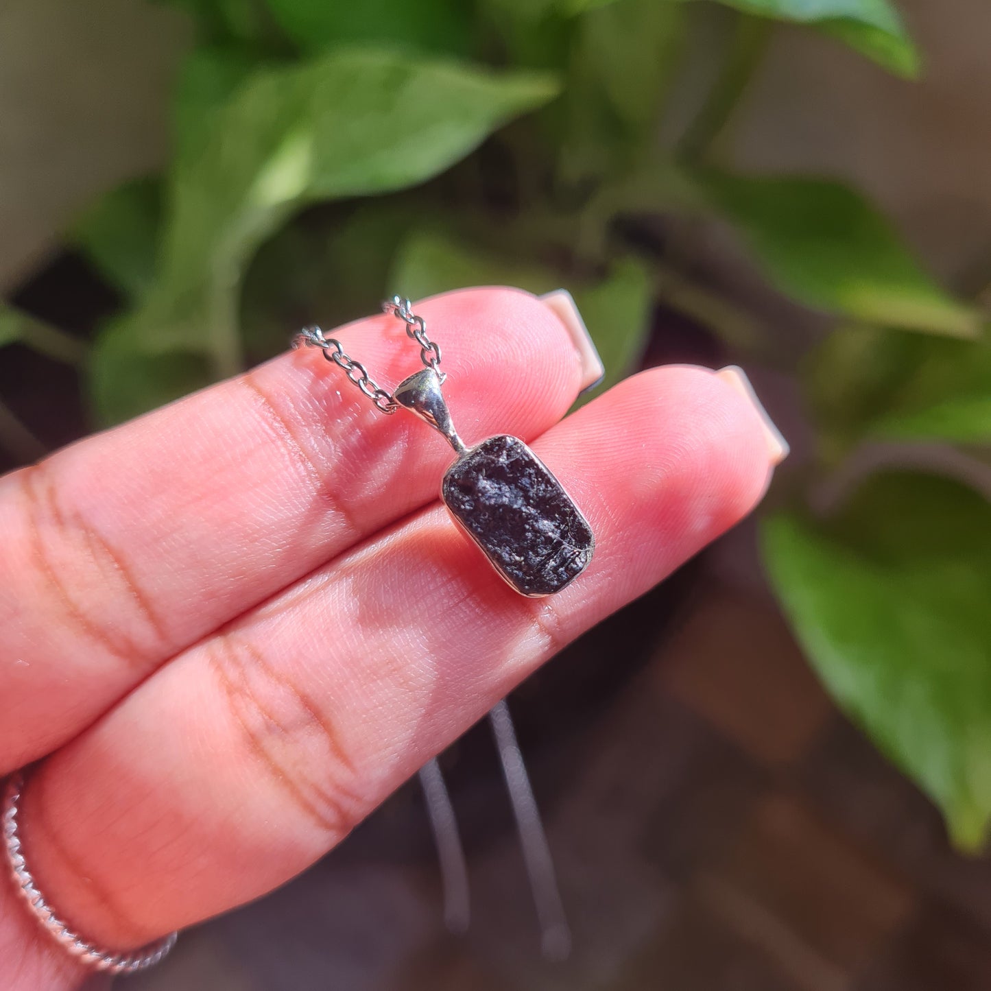 Raw Dainty Black Tourmaline Pendant