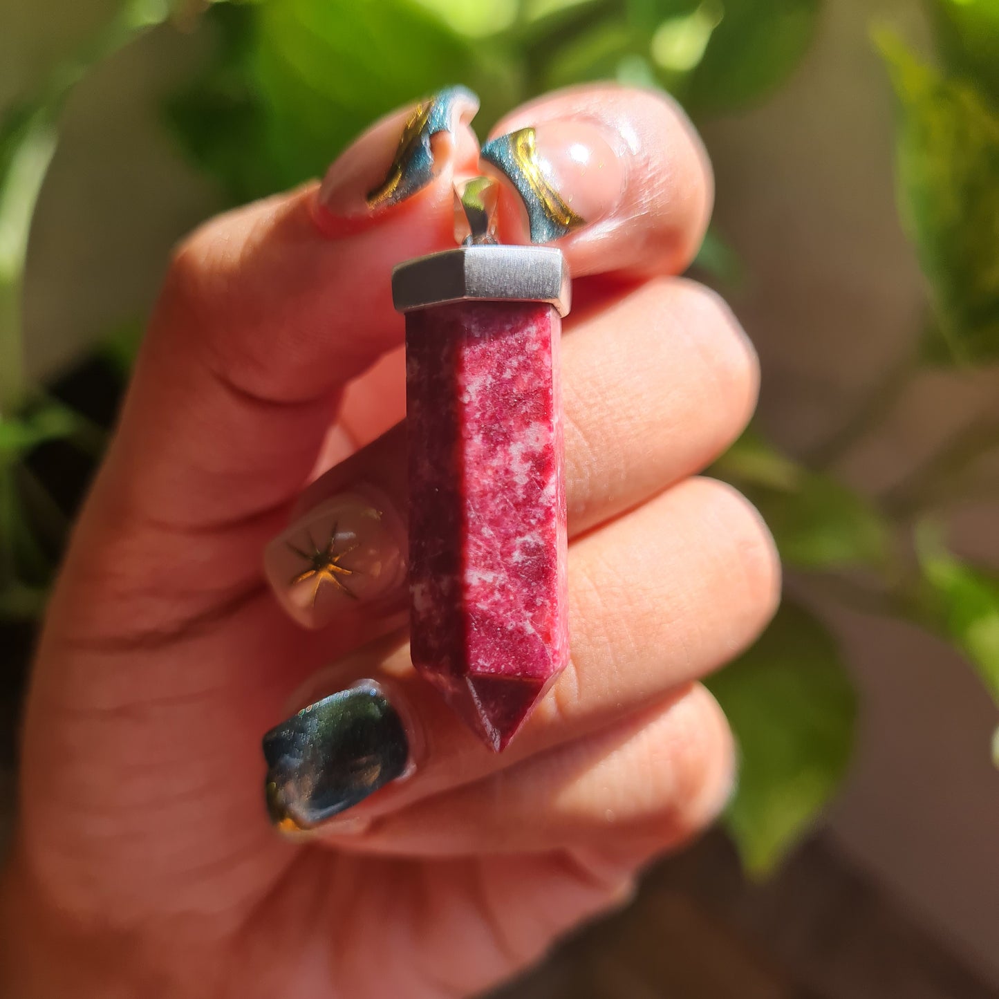 Thulite Bullet Necklace