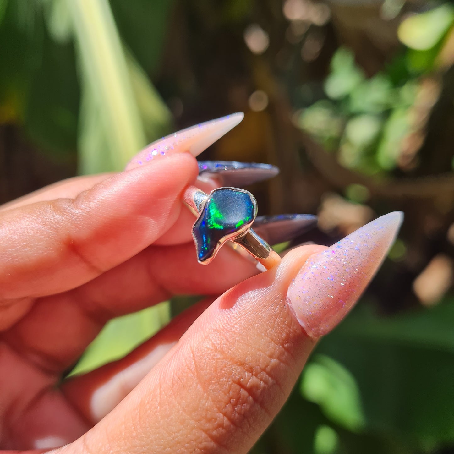 Black Ethiopian Opal Ring - Size 8