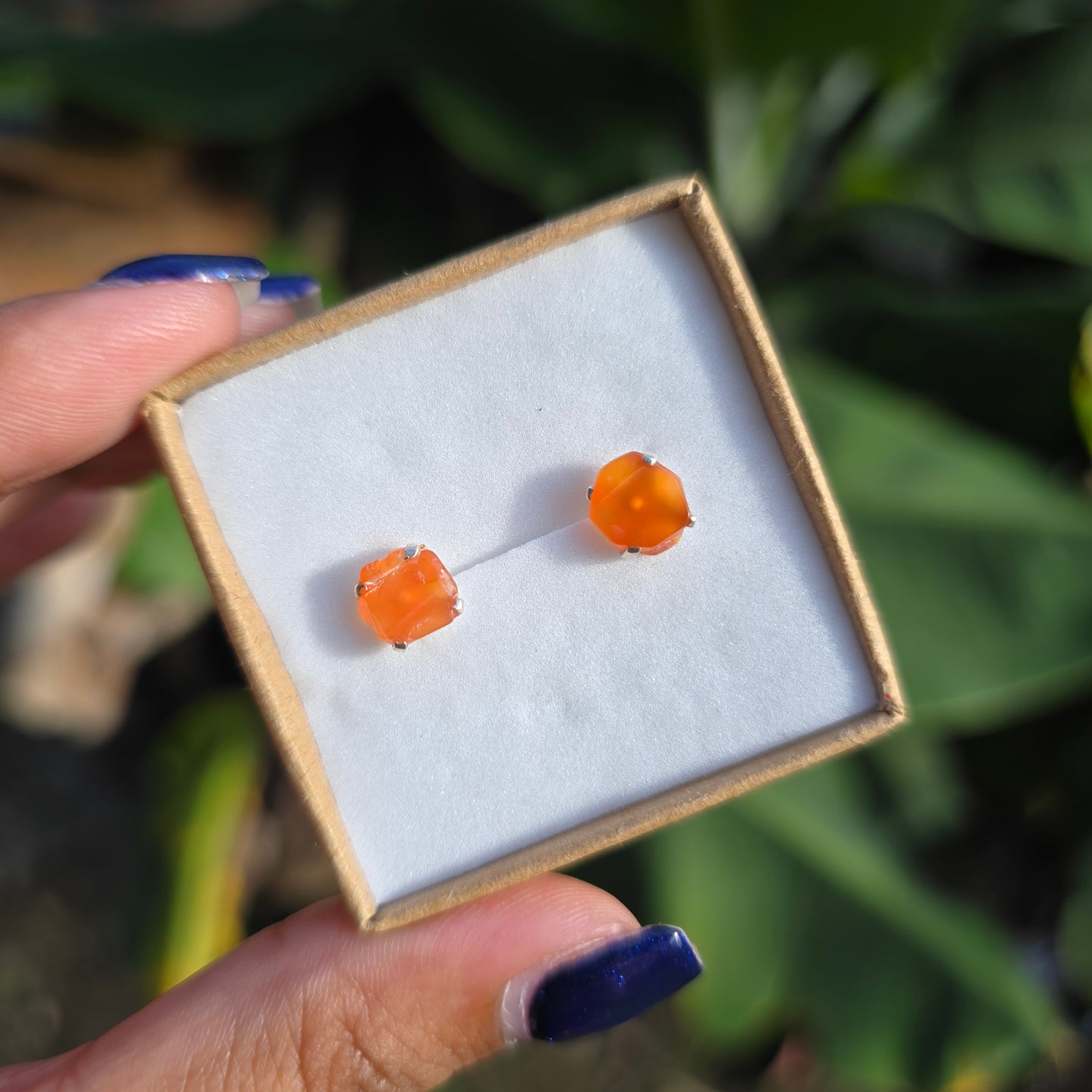 Raw Carnelian Stud Earrings