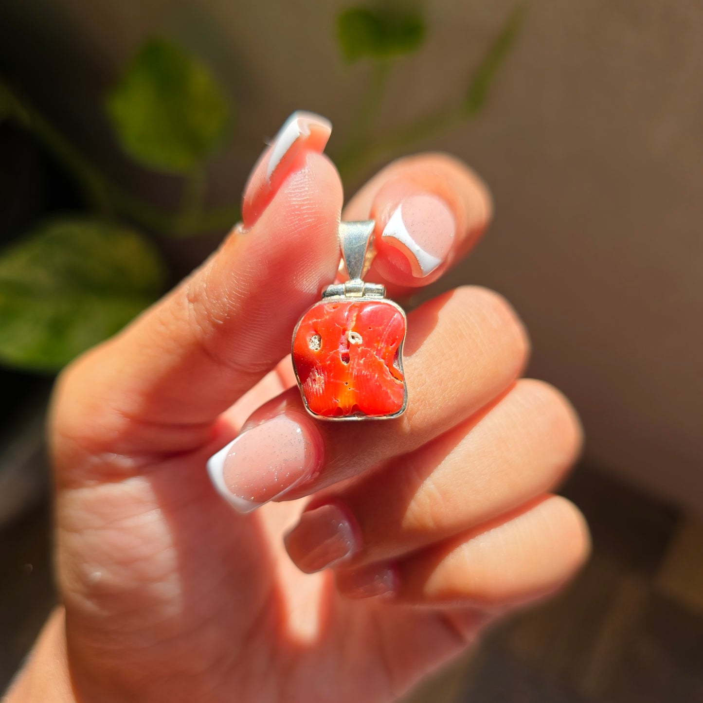 Raw Red Coral Pendant