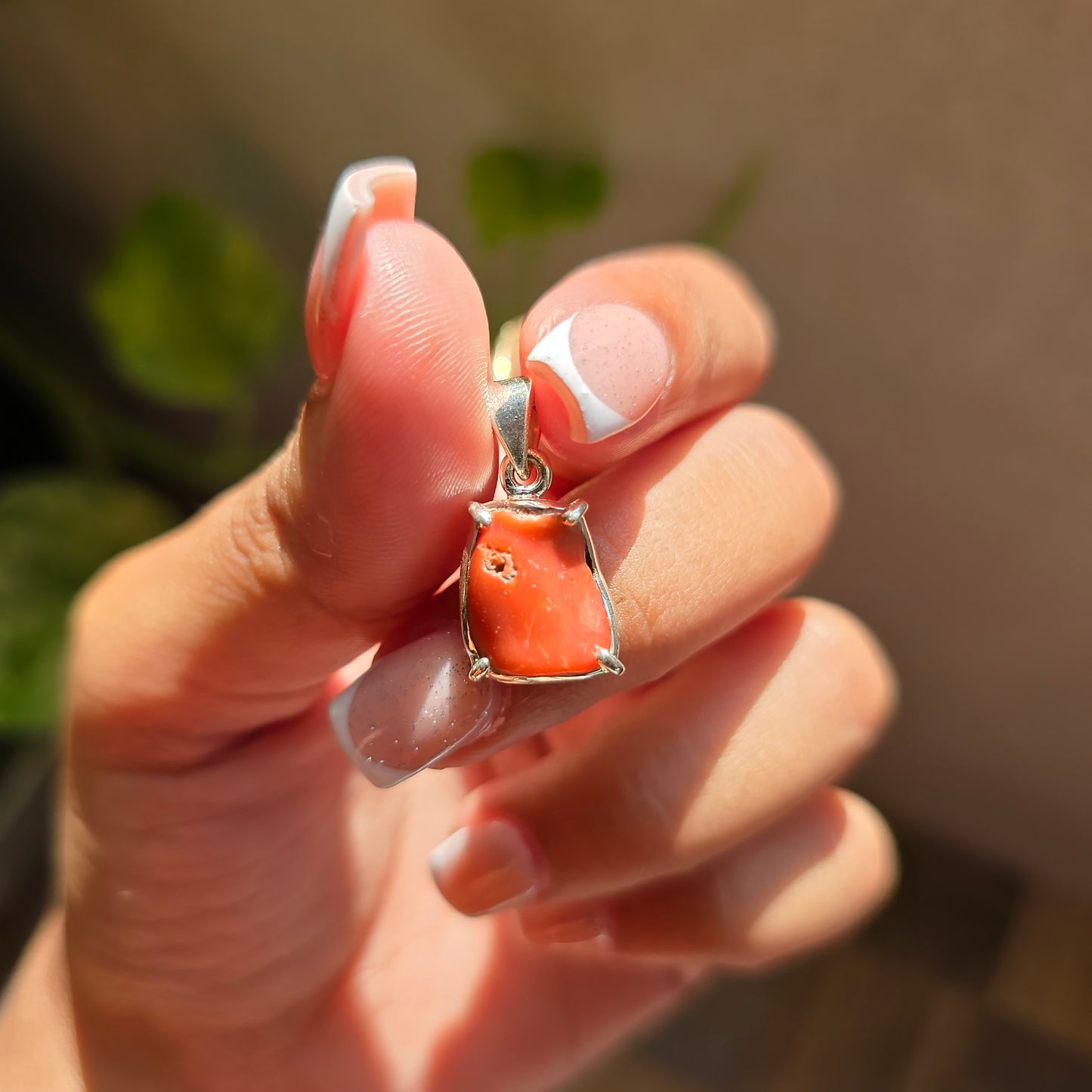 Raw Red Coral Pendant
