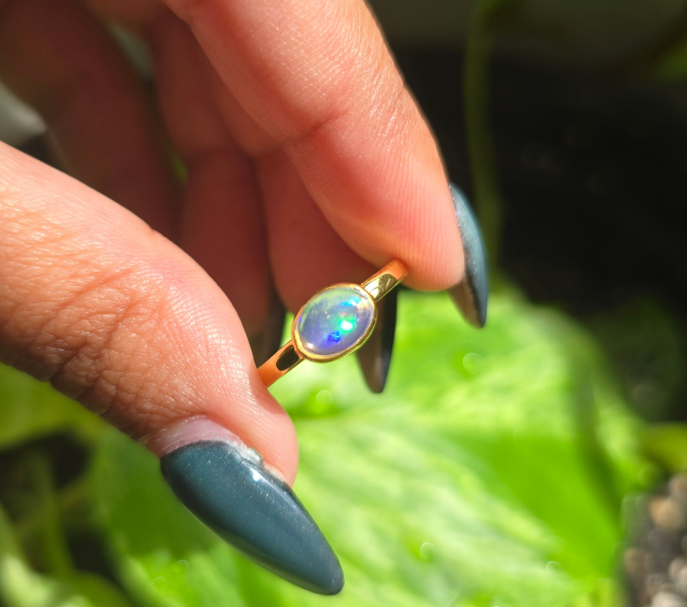 Gold Vermeil Ethiopian Opal Ring - Size 7