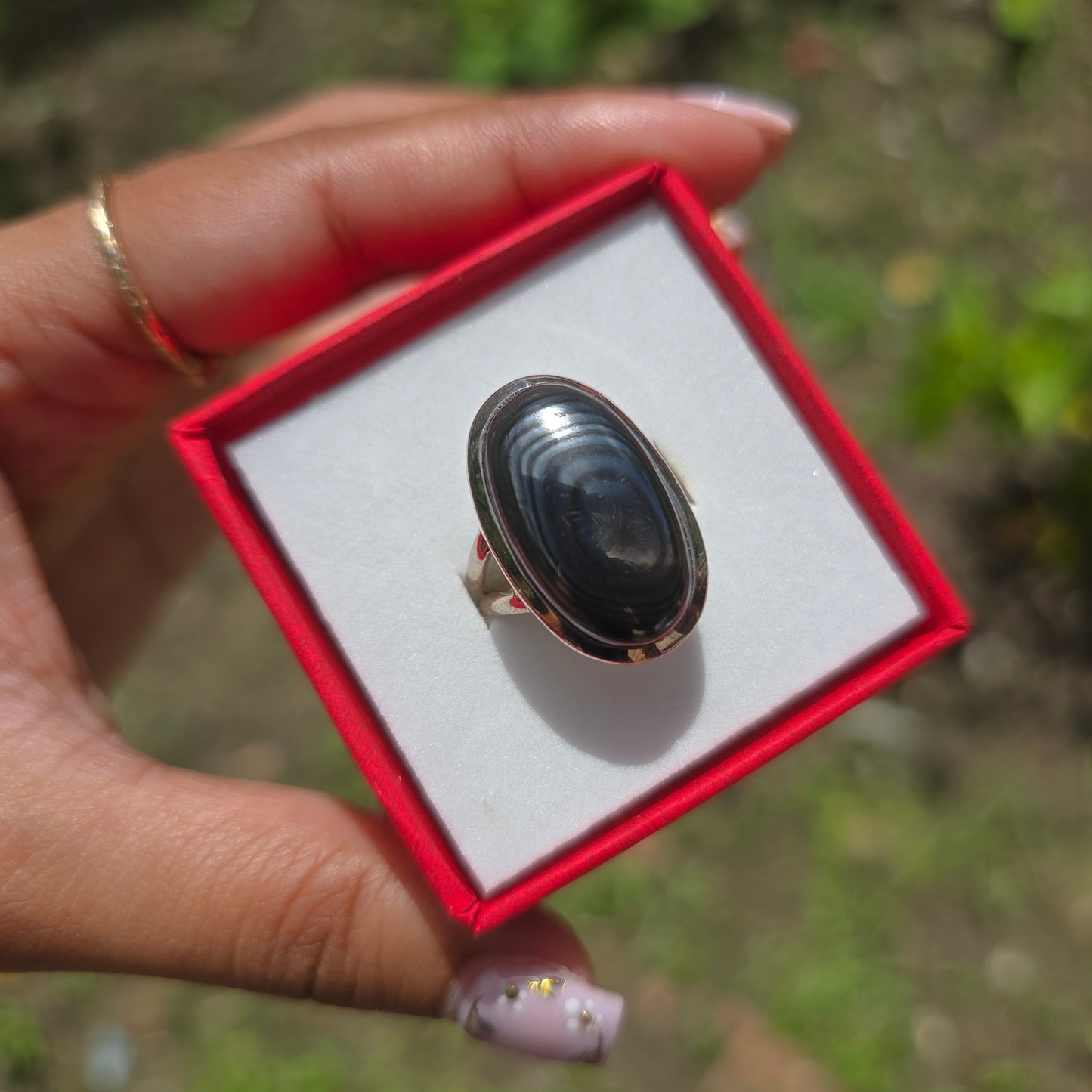 Psilomelane Gemstone Ring - Size 7