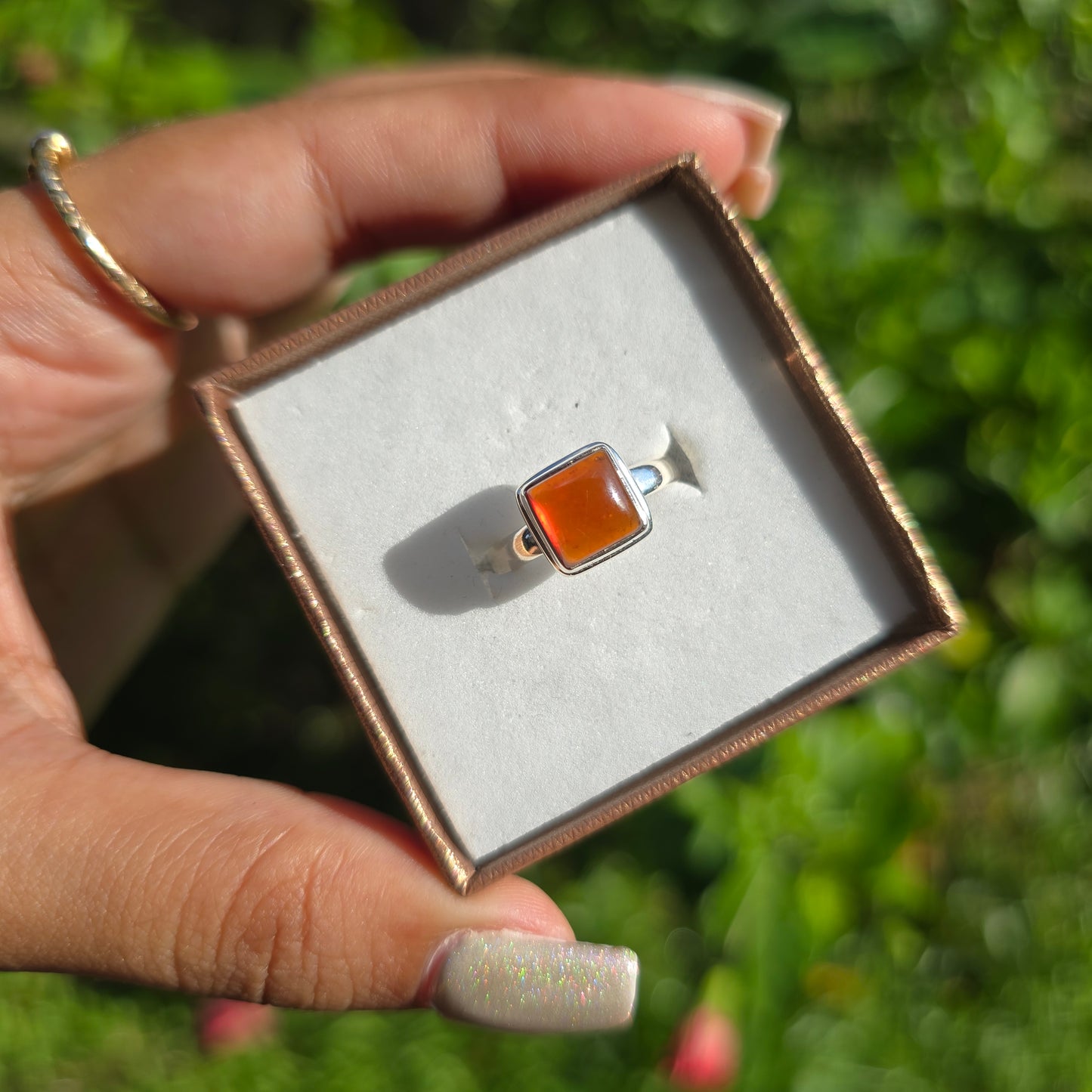 Hessonite Garnet Gemstone Ring - Size 5.5