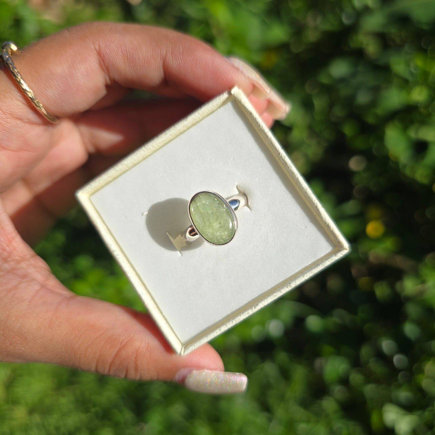 Green Kyanite Gemstone Ring - Size 7