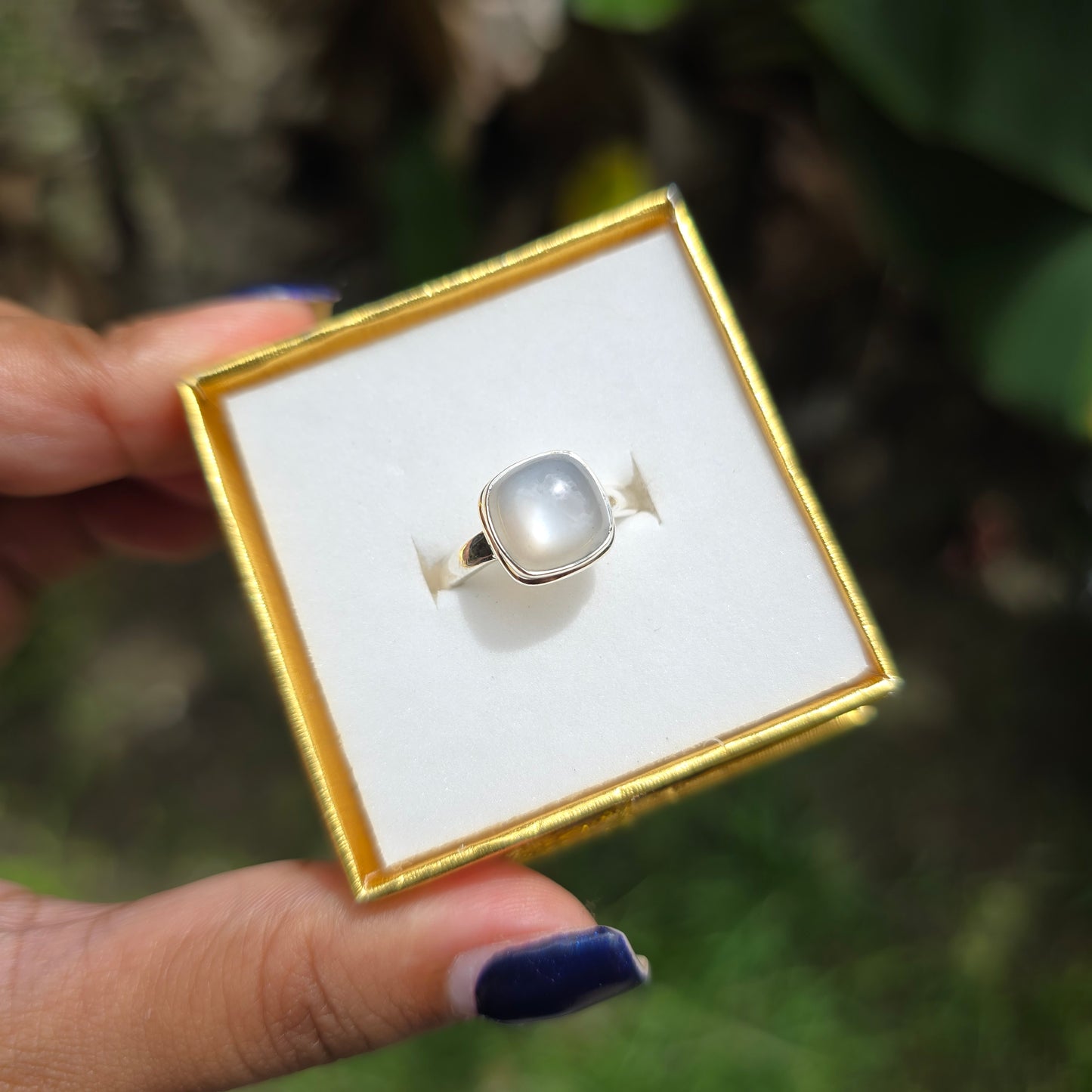 Grey Moonstone Ring - Size 5.5