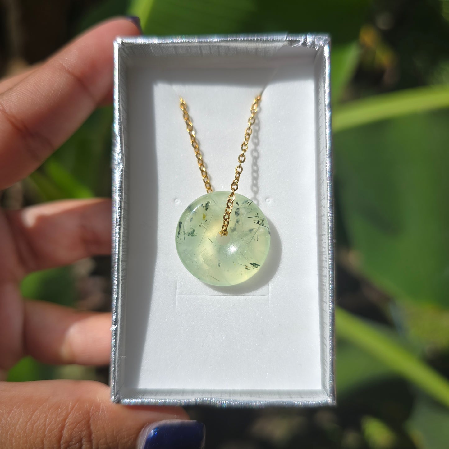 Prehnite Donut Necklace