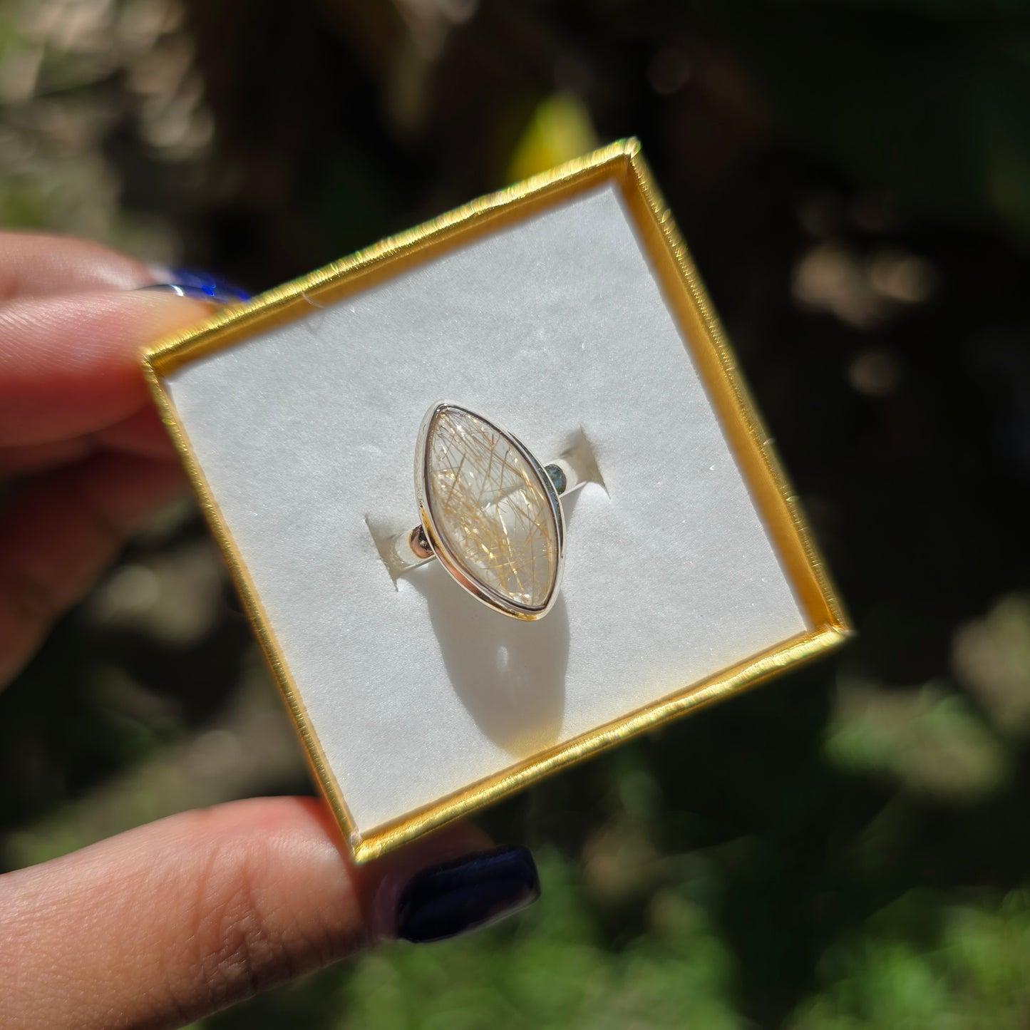 Golden Rutile Quartz Ring - Size 7