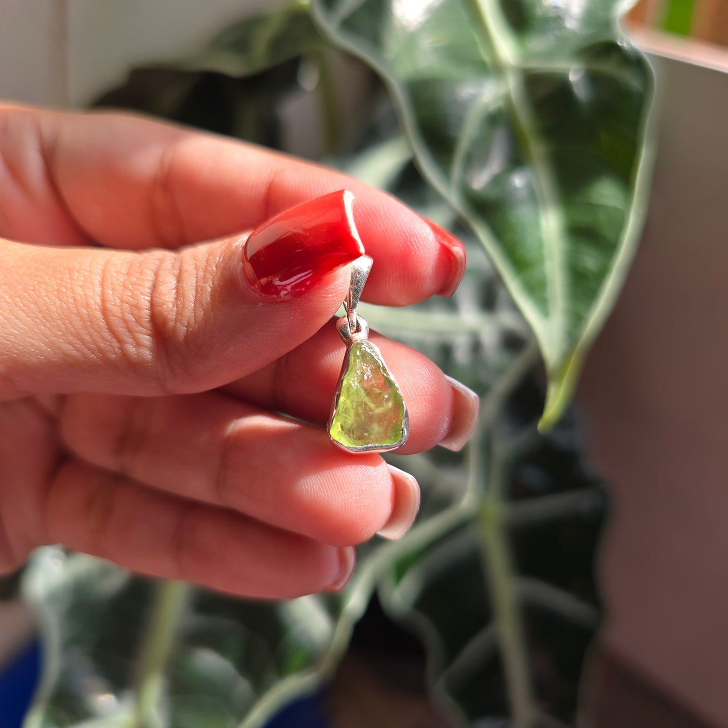 Raw Peridot Pendant