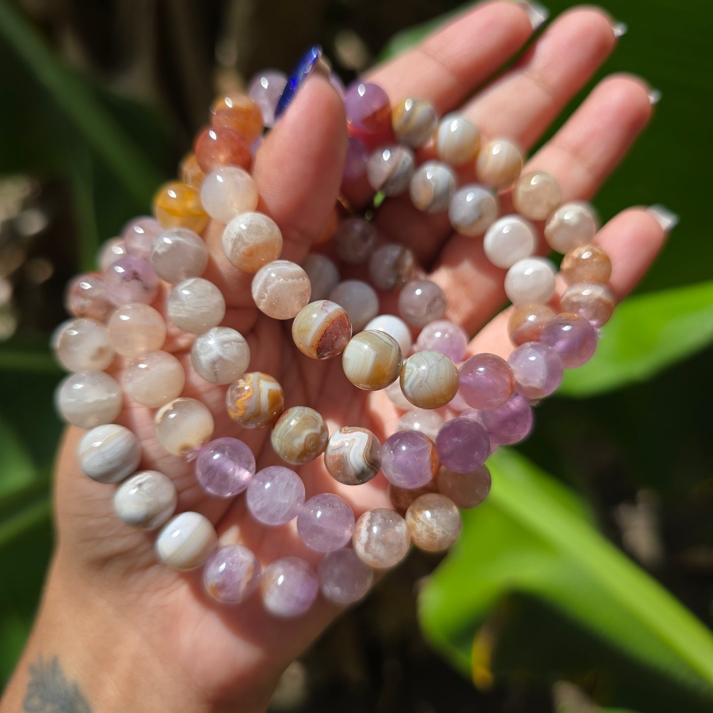 Amethyst with Crazy Lace Agate Gemstone Bracelet