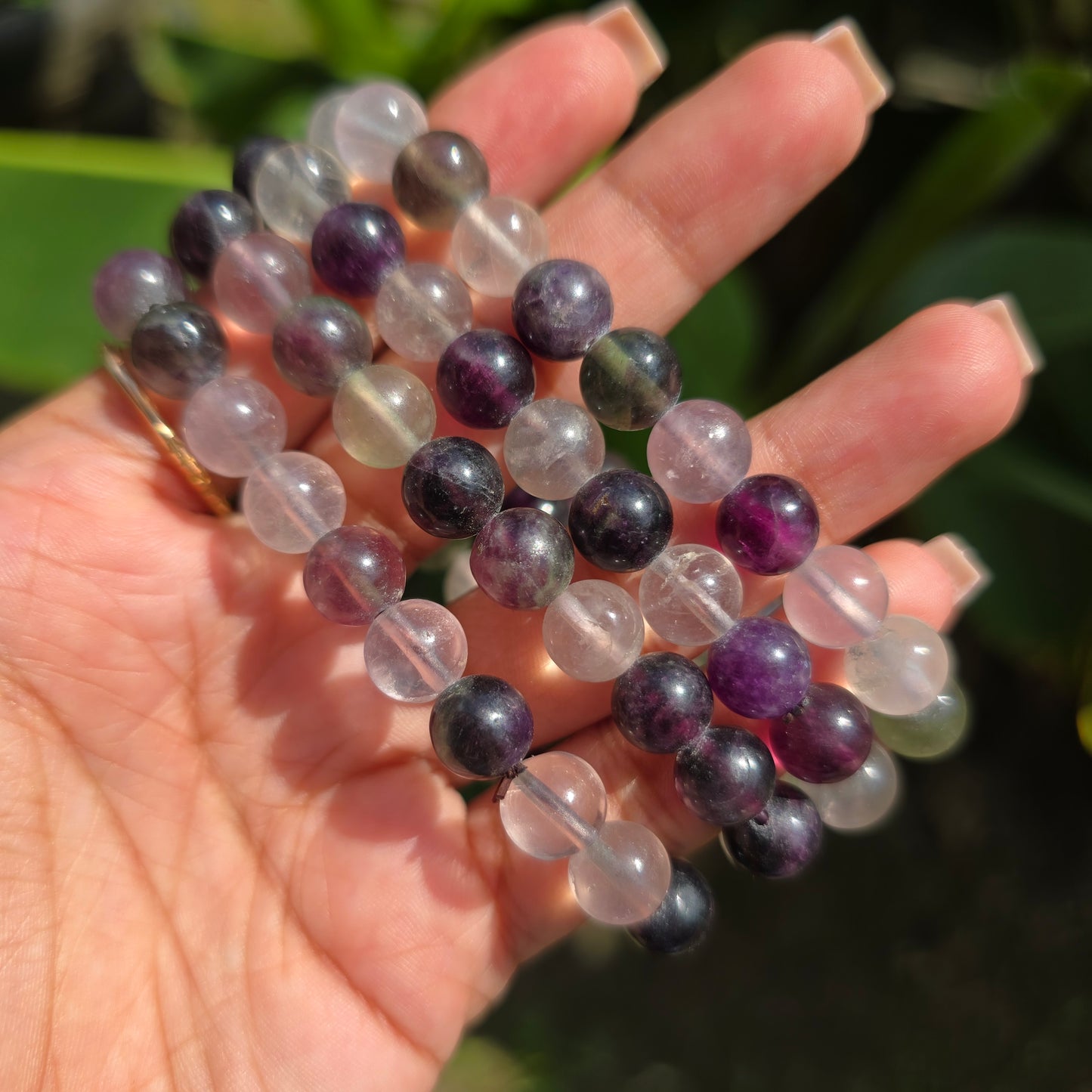 Rainbow Fluorite Gemstone Bracelet (Purple Hues)