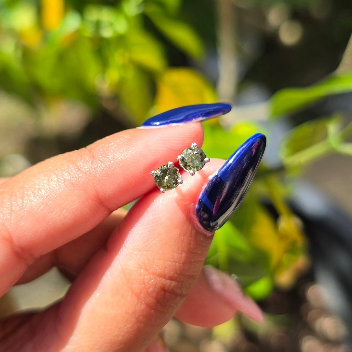 Moldavite Stud Earring