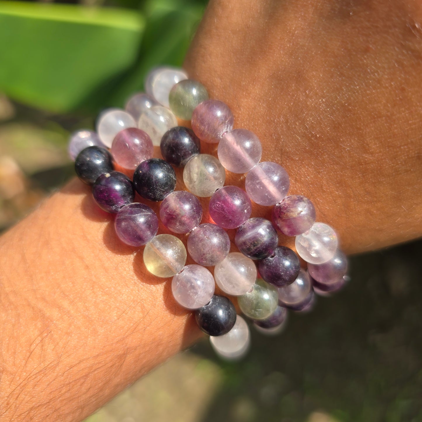 Rainbow Fluorite Gemstone Bracelet (Purple Hues)