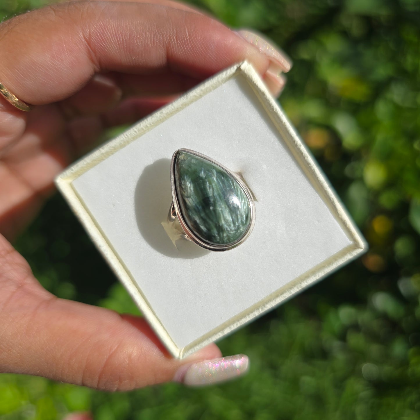 Seraphinite Gemstone Ring - Size 8
