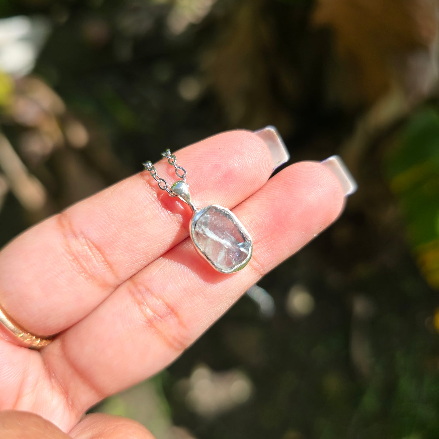 Raw Dainty Blue Fluorite Pendant