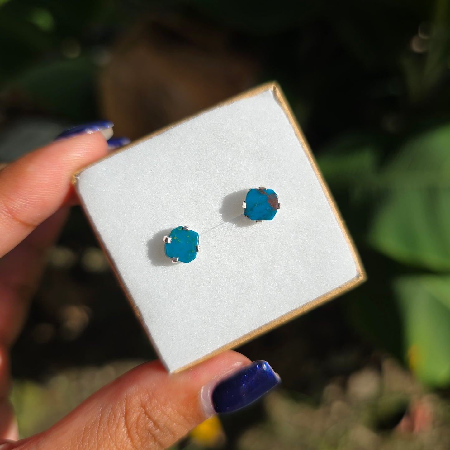 Raw Chrysocolla Stud Earrings