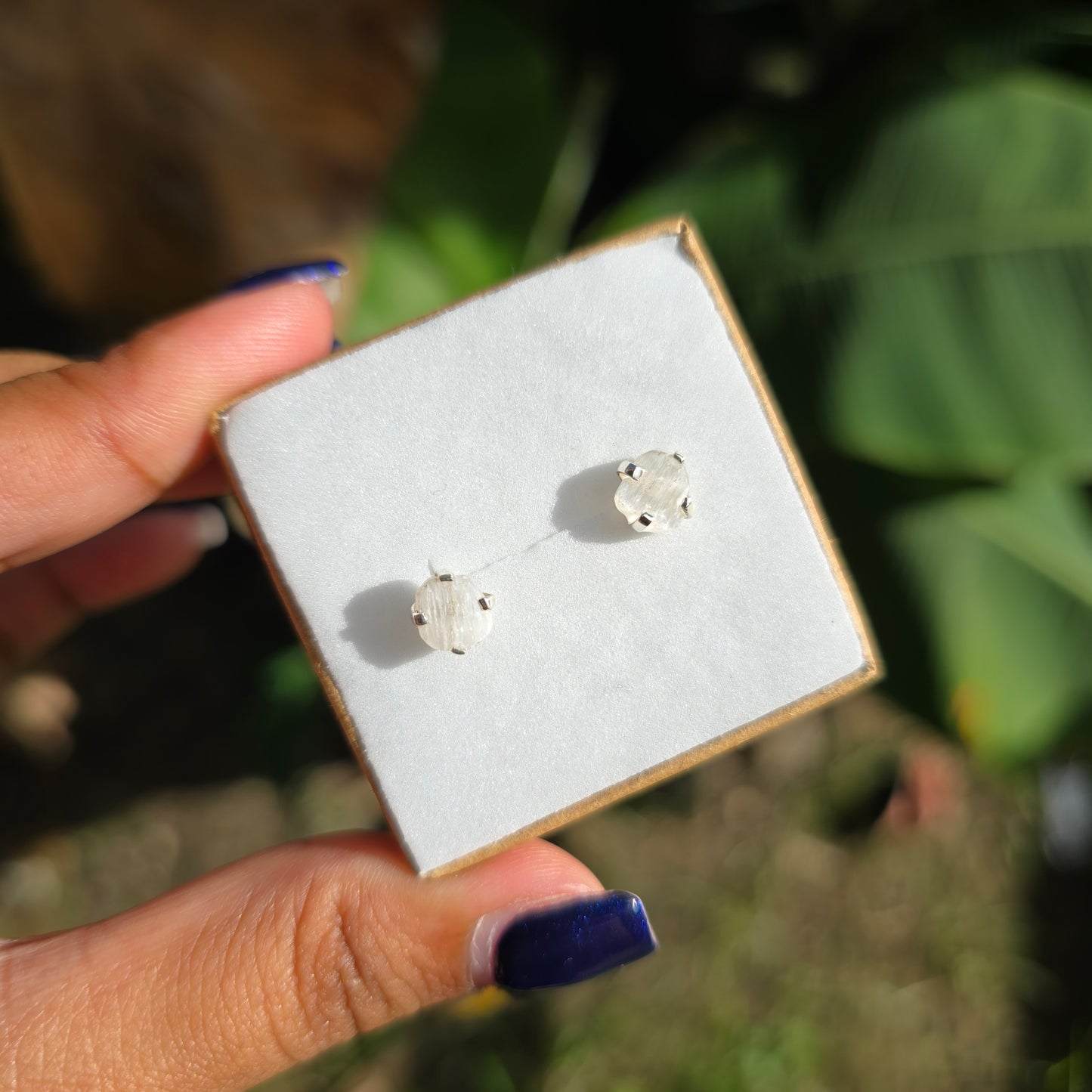 Raw Selenite Stud Earrings