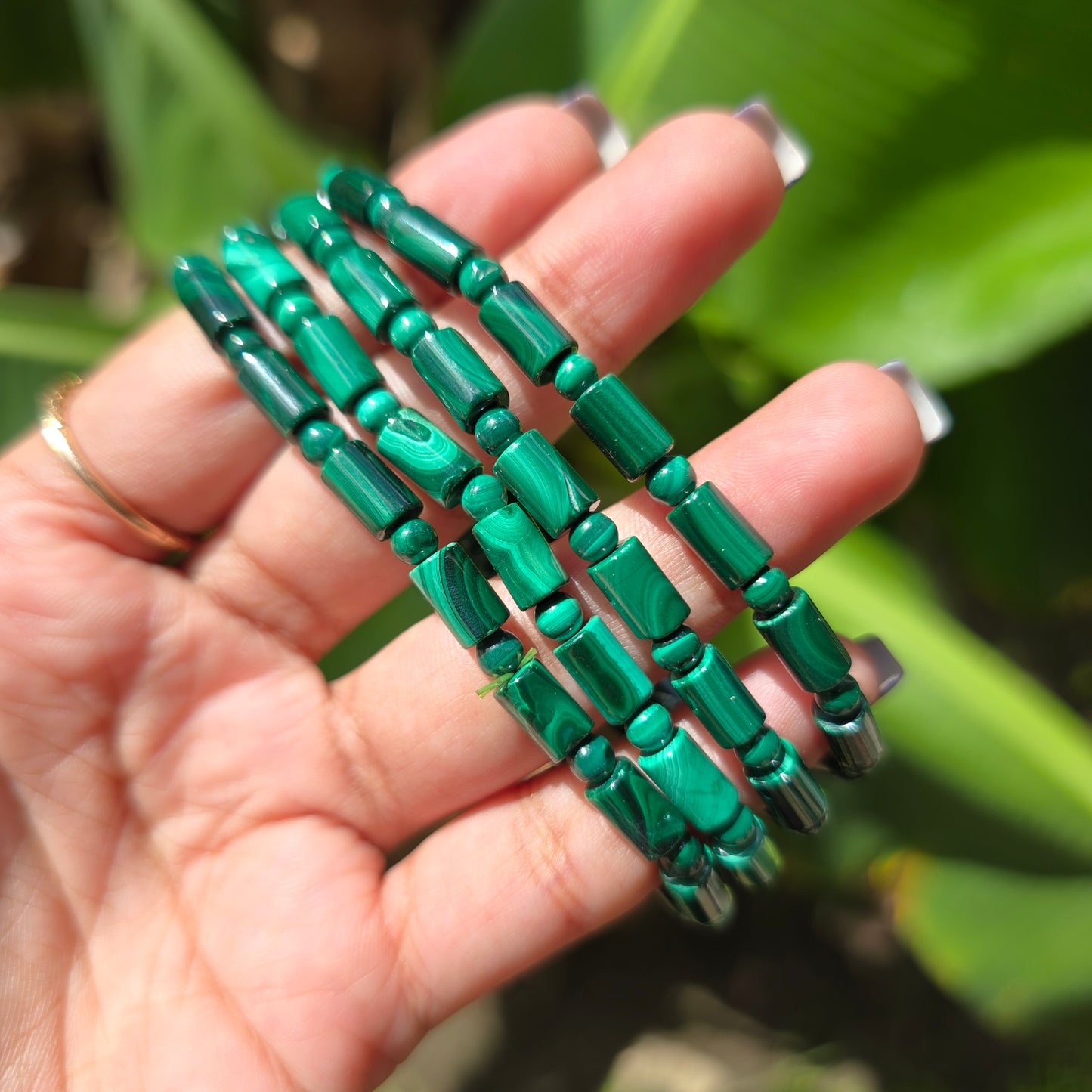 Malachite Bamboo Gemstone Bracelet