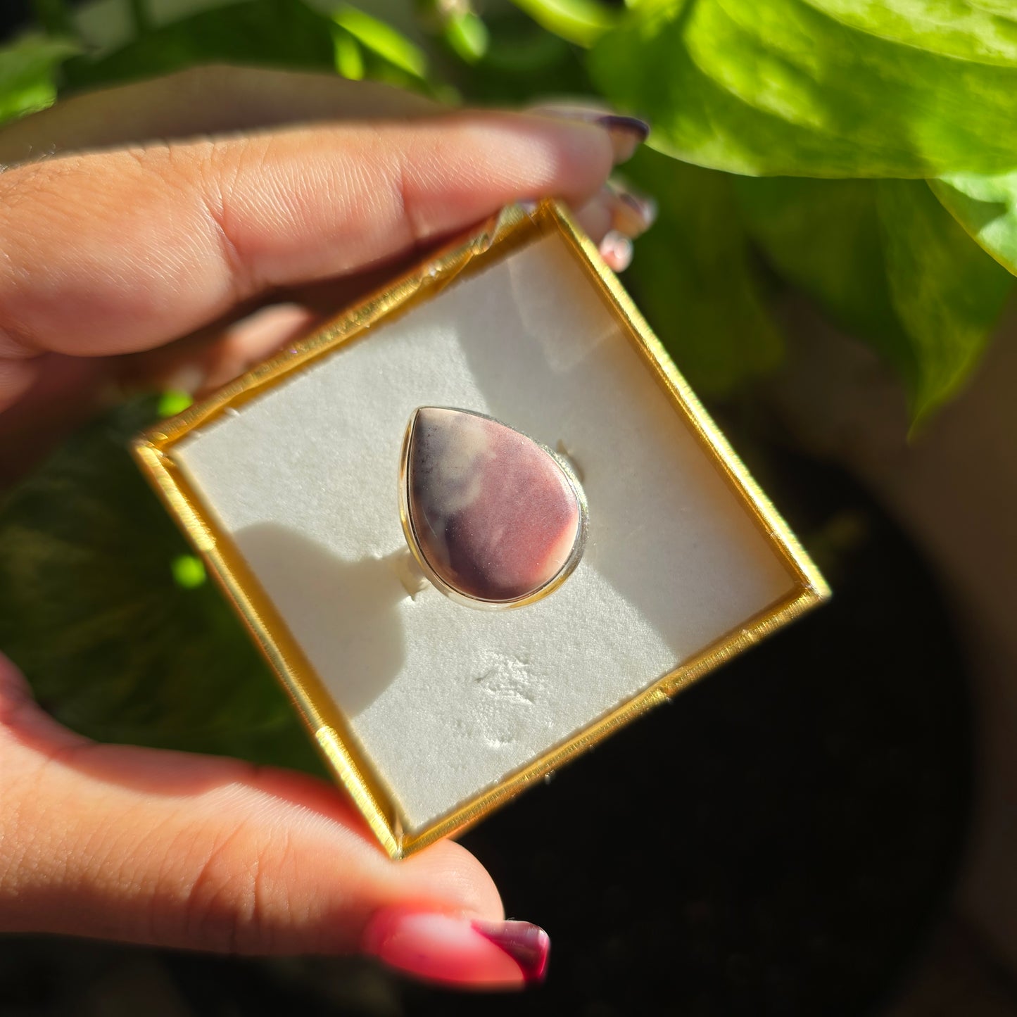 Porcelain Jasper Gemstone Ring - Size 8