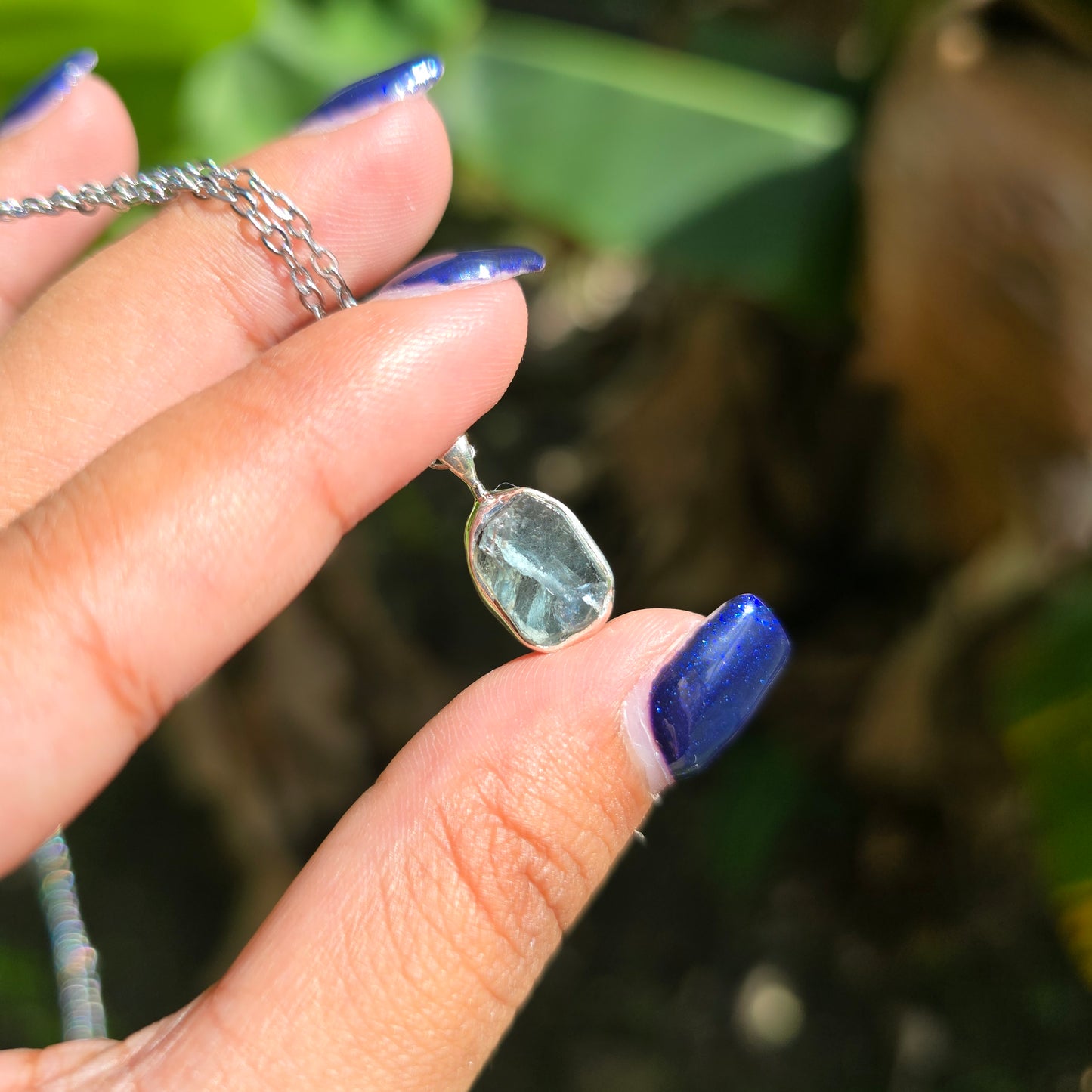 Raw Dainty Blue Fluorite Pendant