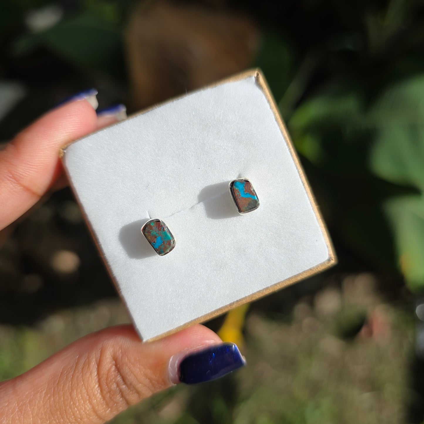Raw Chrysocolla Stud Earrings