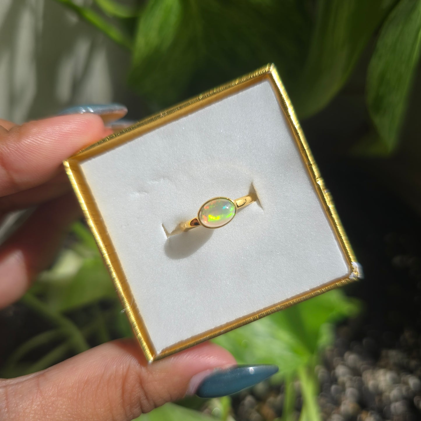 Gold Vermeil Ethiopian Opal Ring - Size 7