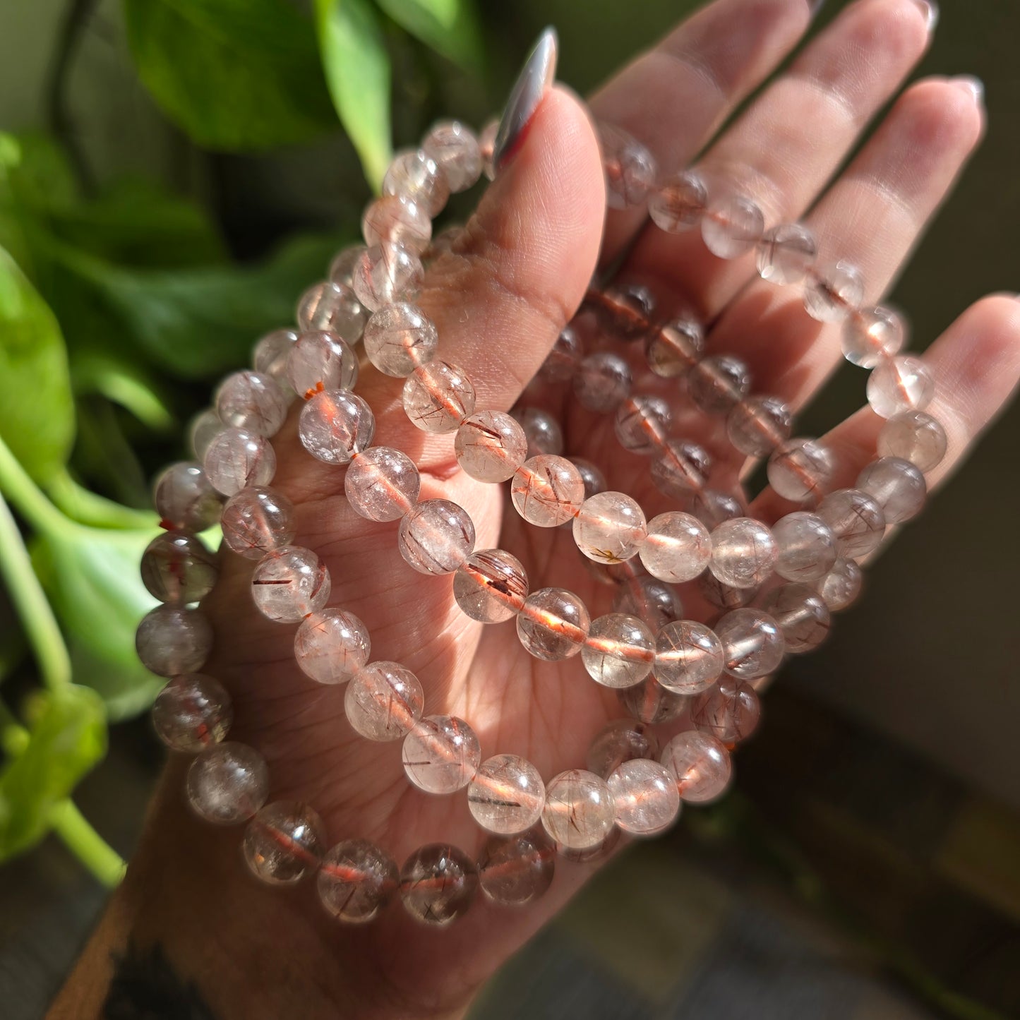 Red Rutile Quartz Gemstone Bracelet